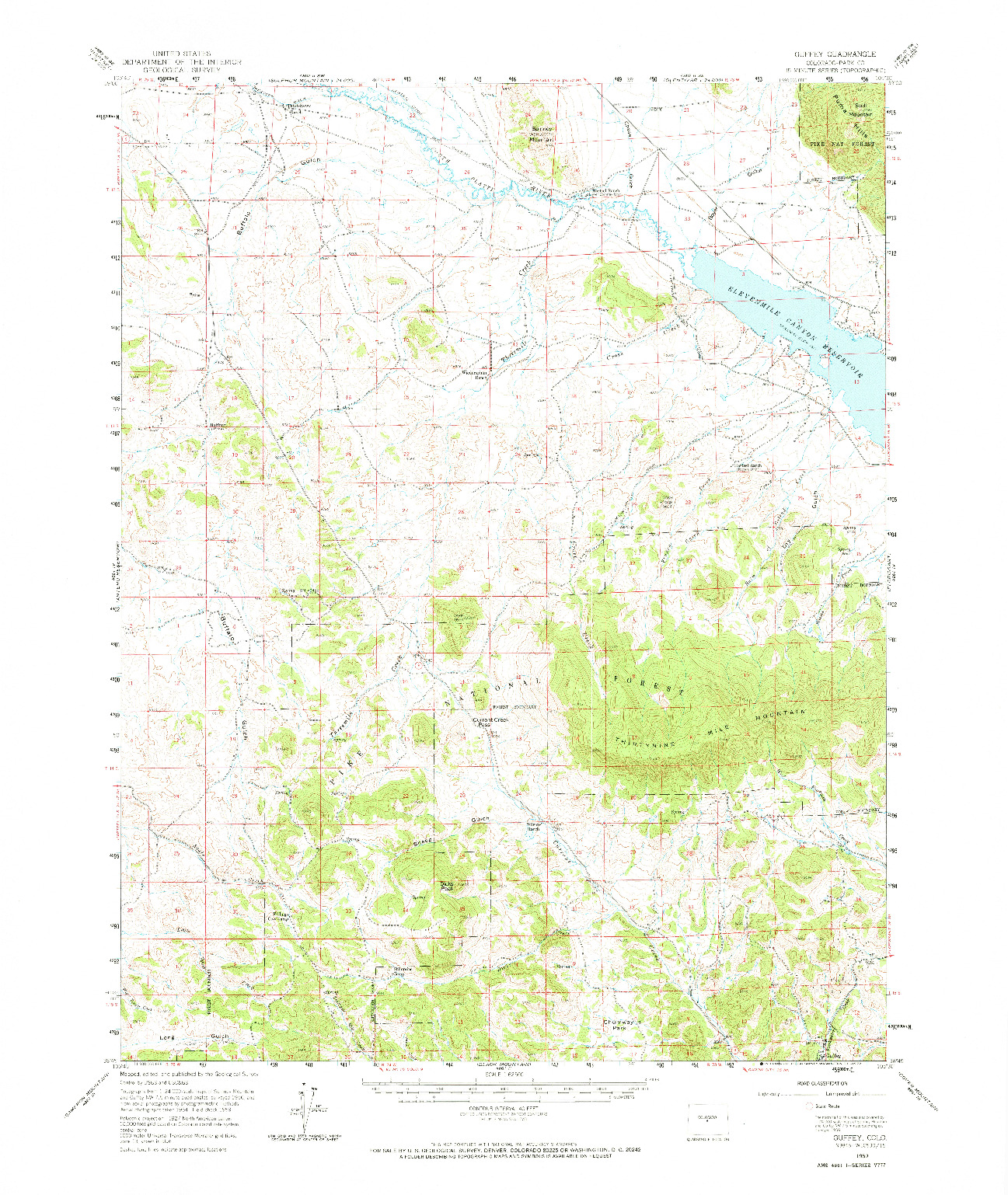 USGS 1:62500-SCALE QUADRANGLE FOR GUFFEY, CO 1959