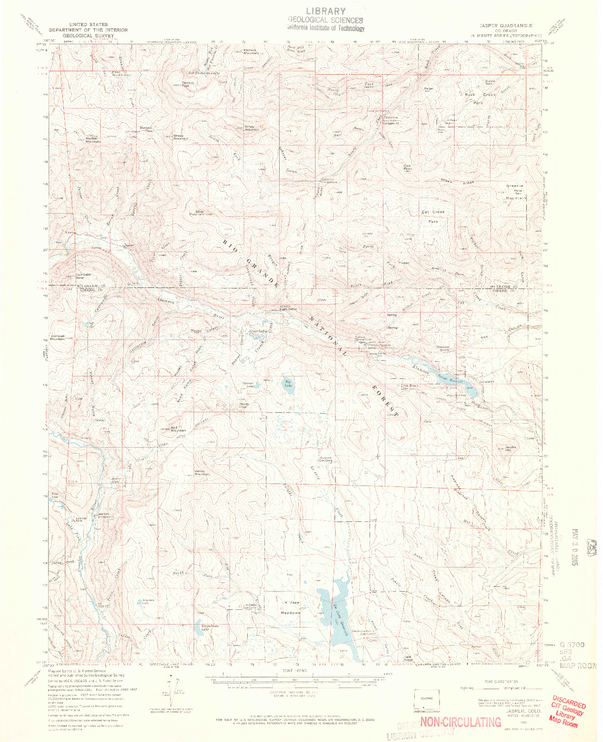 USGS 1:62500-SCALE QUADRANGLE FOR JASPER, CO 1967
