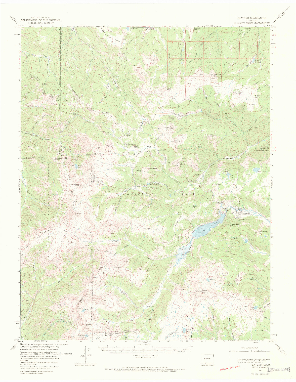 USGS 1:62500-SCALE QUADRANGLE FOR PLATORO, CO 1967