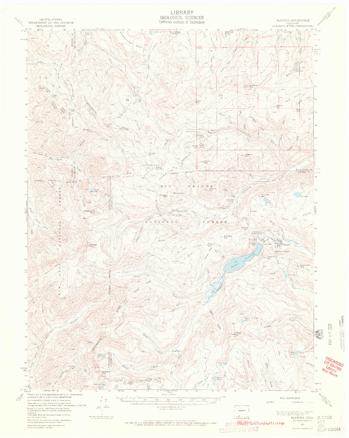 USGS 1:62500-SCALE QUADRANGLE FOR PLATORO, CO 1967