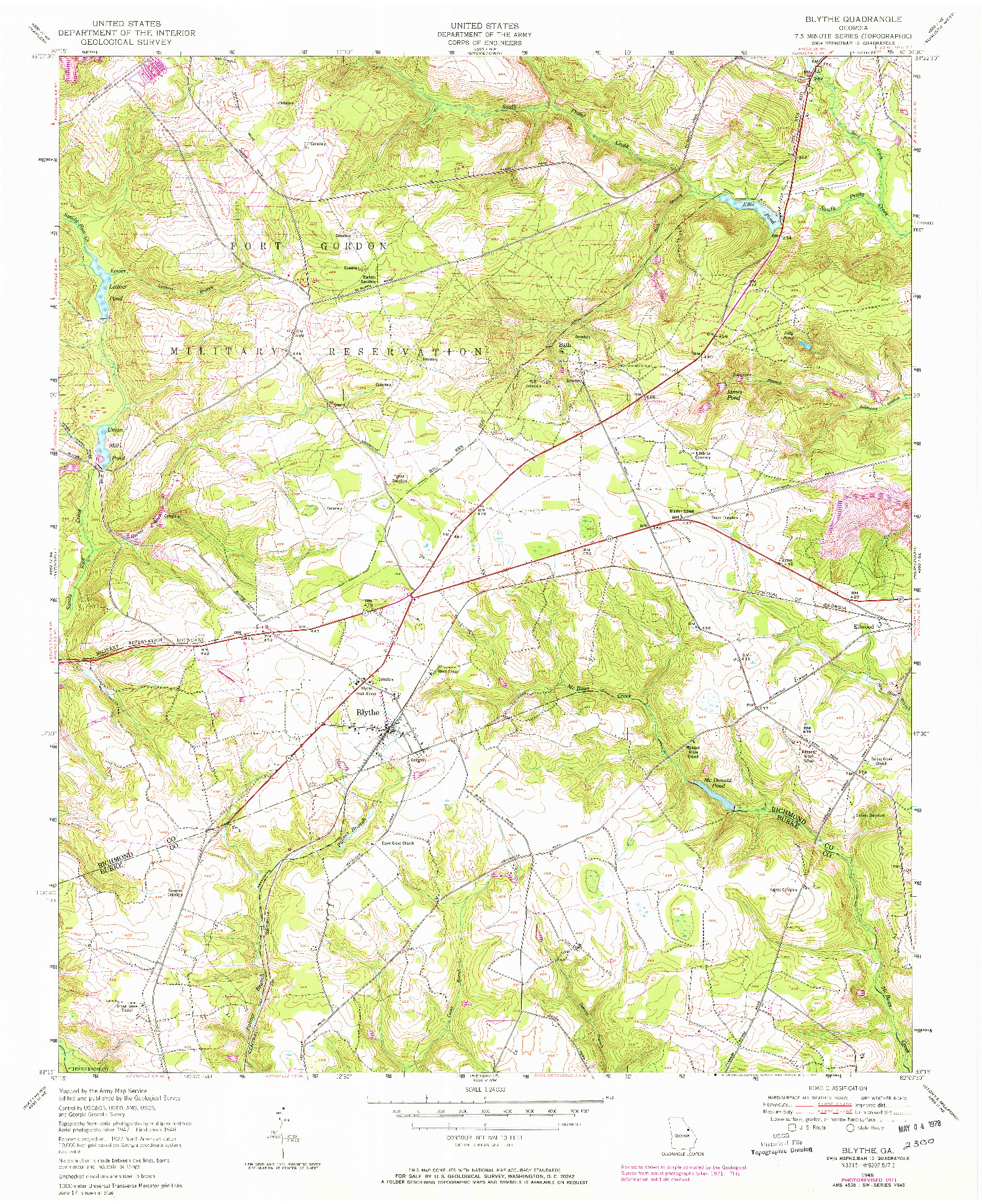 USGS 1:24000-SCALE QUADRANGLE FOR BLYTHE, GA 1948
