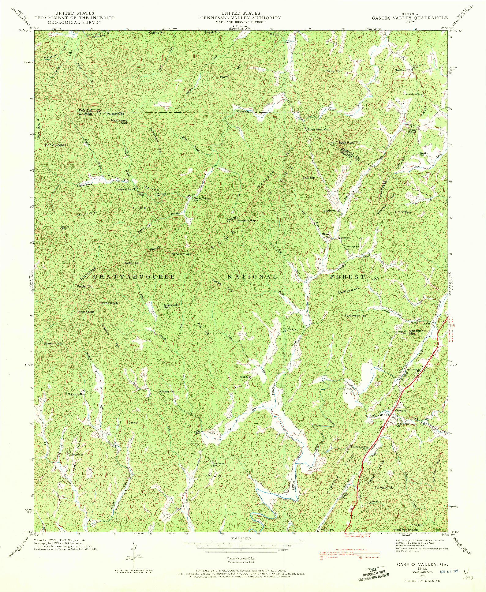 USGS 1:24000-SCALE QUADRANGLE FOR CASHES VALLEY, GA 1946