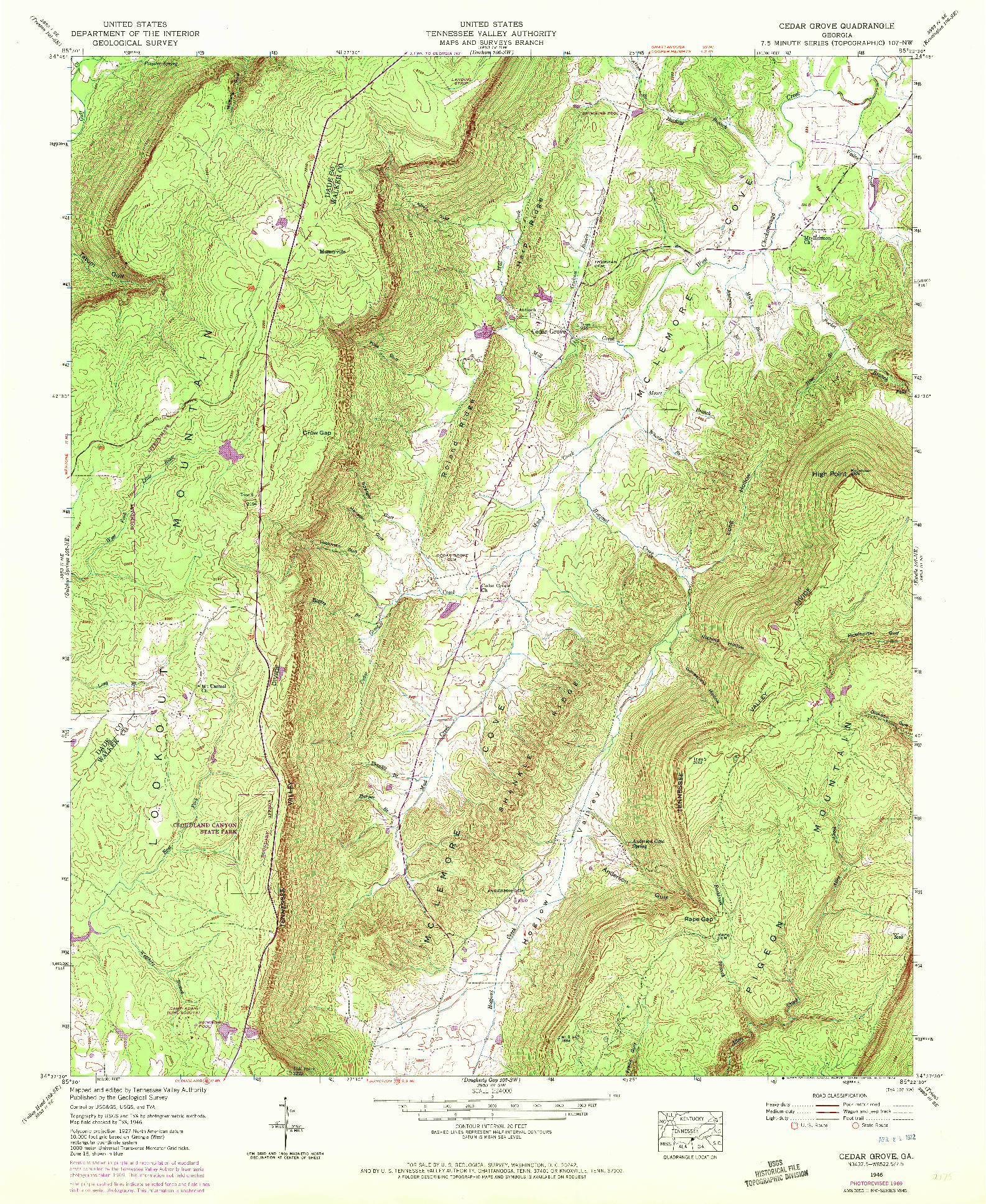 USGS 1:24000-SCALE QUADRANGLE FOR CEDAR GROVE, GA 1946