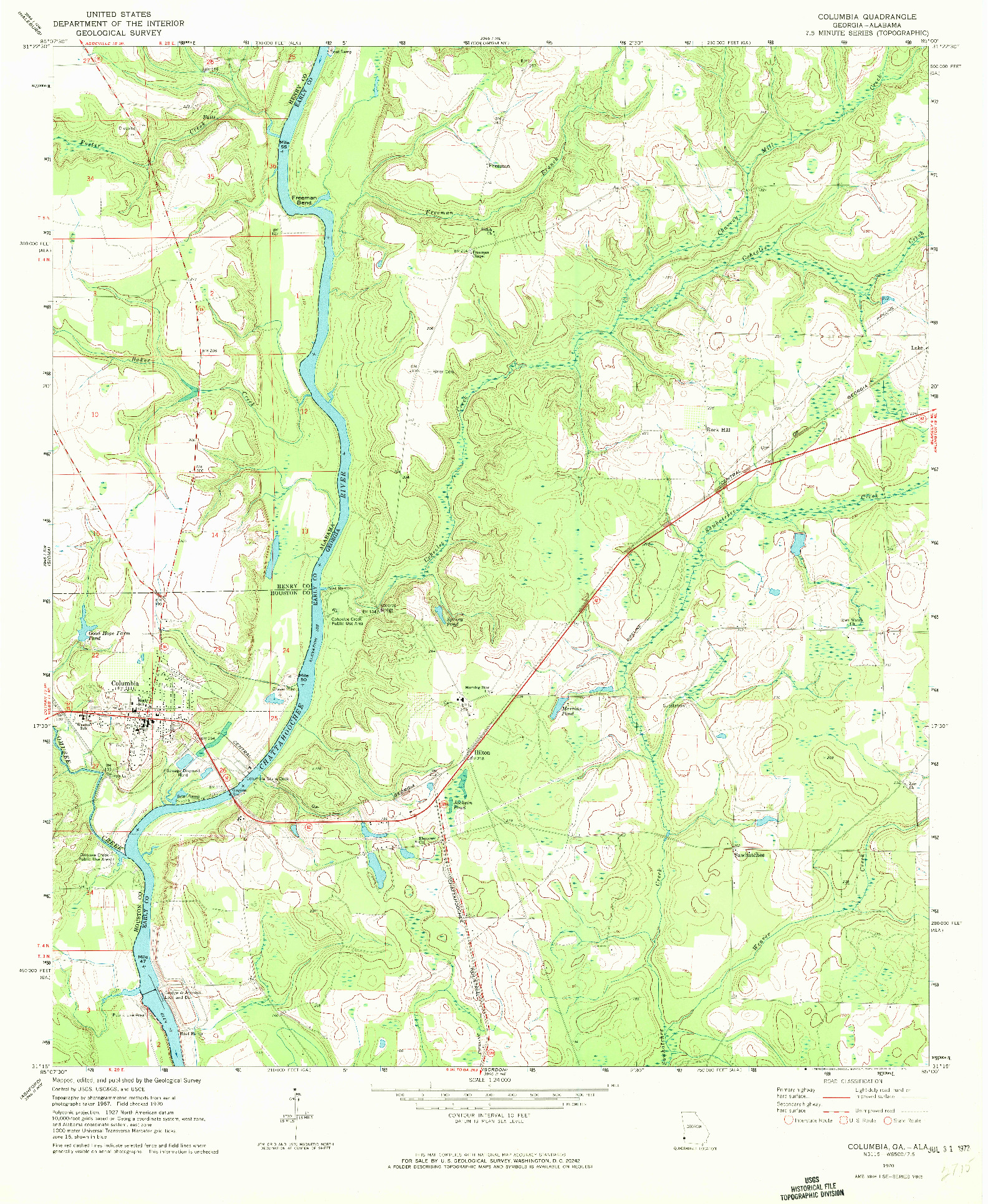 USGS 1:24000-SCALE QUADRANGLE FOR COLUMBIA, GA 1970