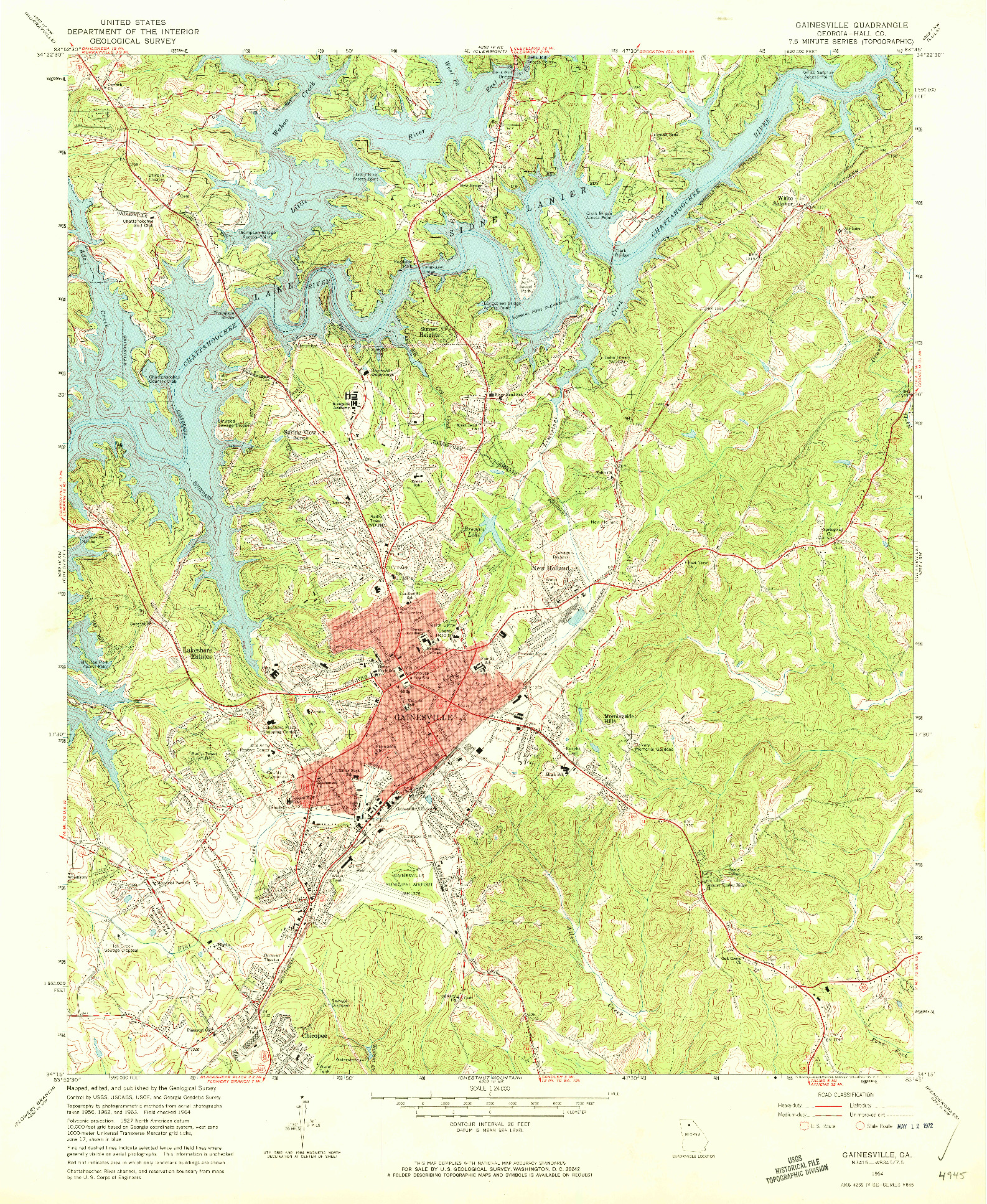 USGS 1:24000-SCALE QUADRANGLE FOR GAINESVILLE, GA 1964