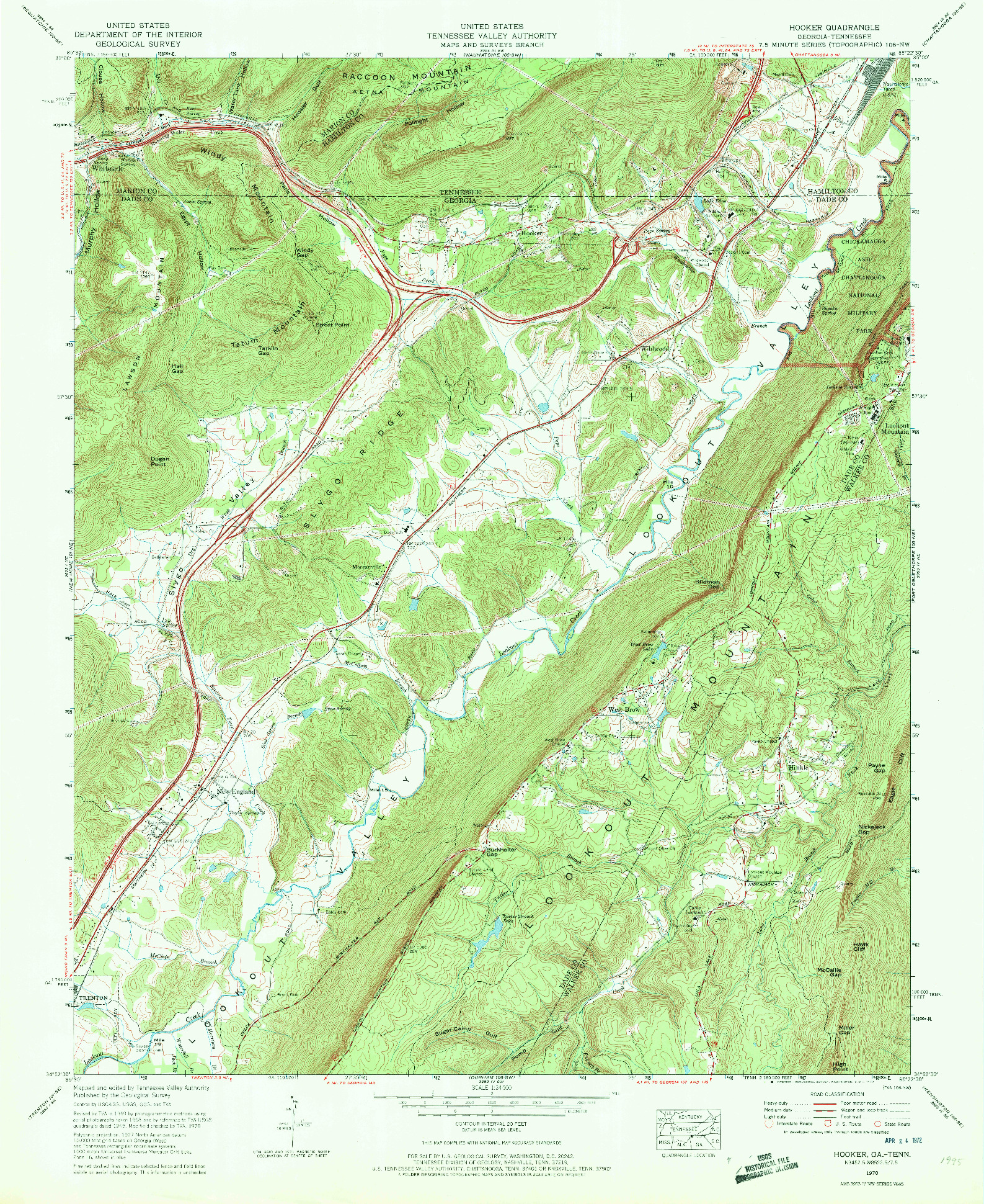 USGS 1:24000-SCALE QUADRANGLE FOR HOOKER, GA 1970