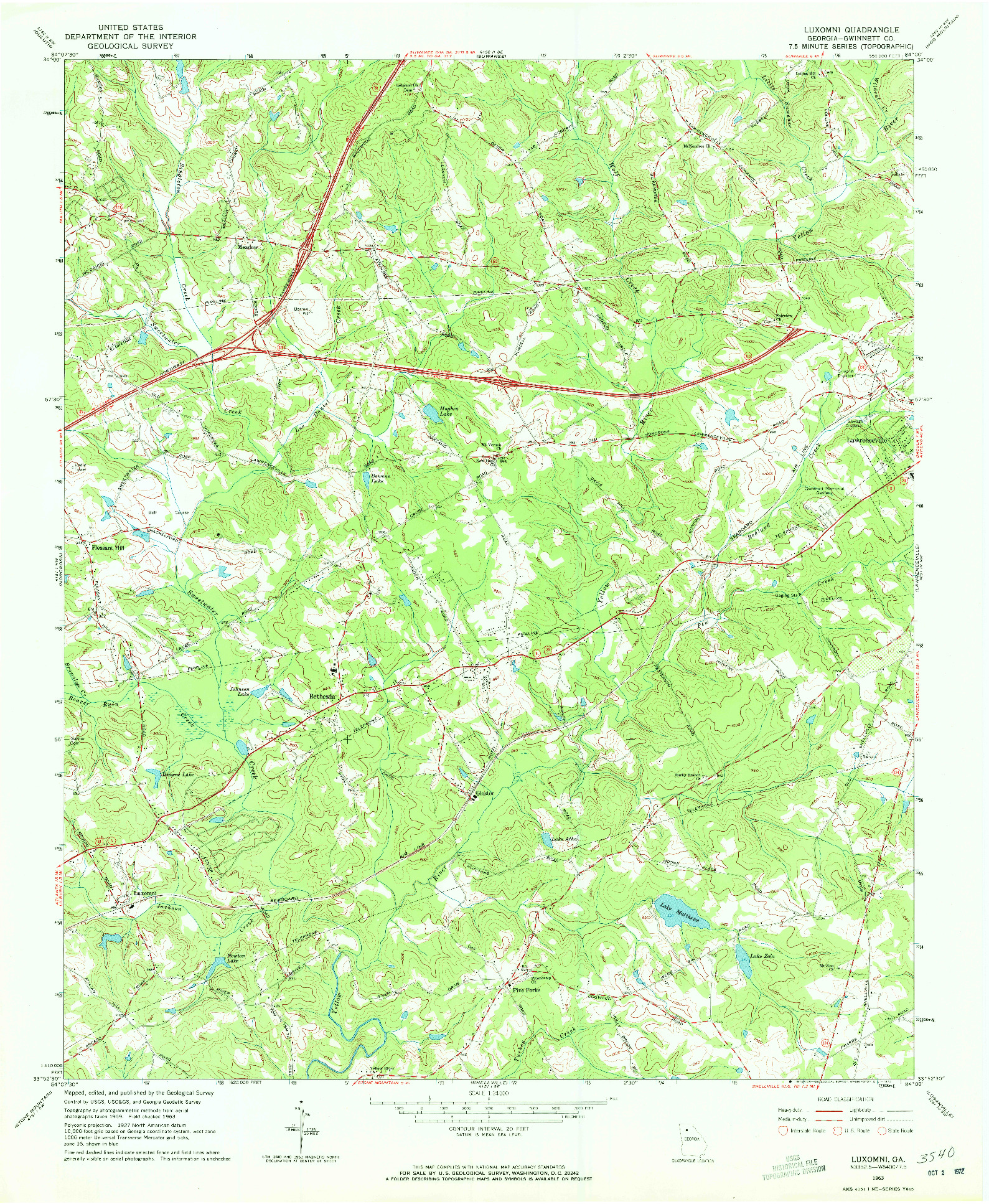 USGS 1:24000-SCALE QUADRANGLE FOR LUXOMNI, GA 1963