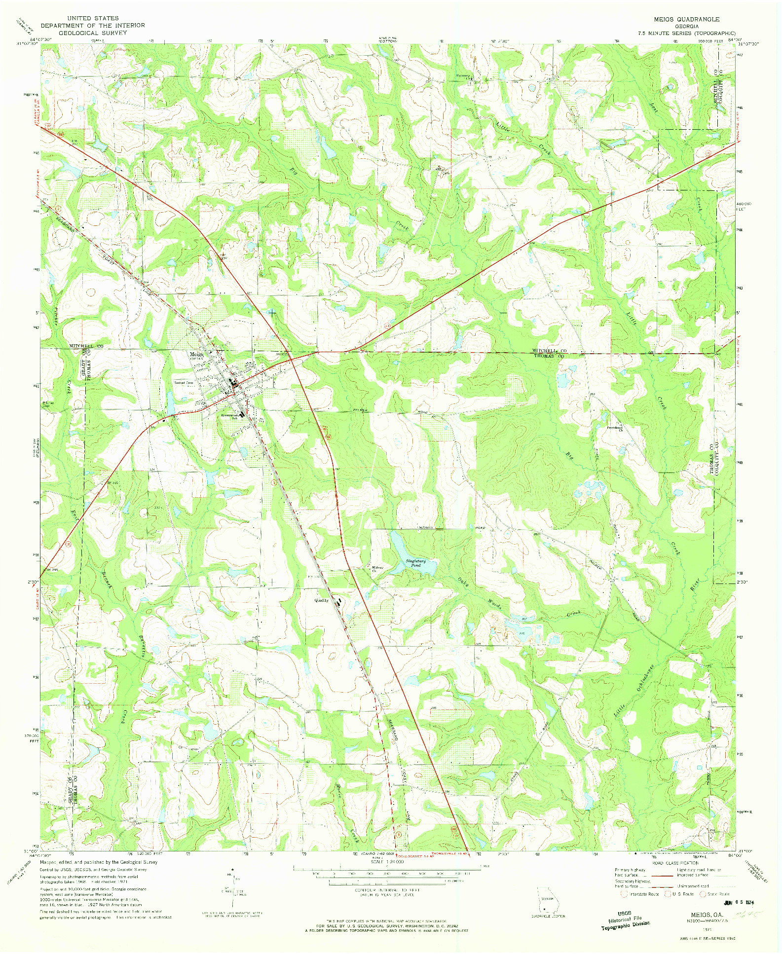 USGS 1:24000-SCALE QUADRANGLE FOR MEIGS, GA 1971