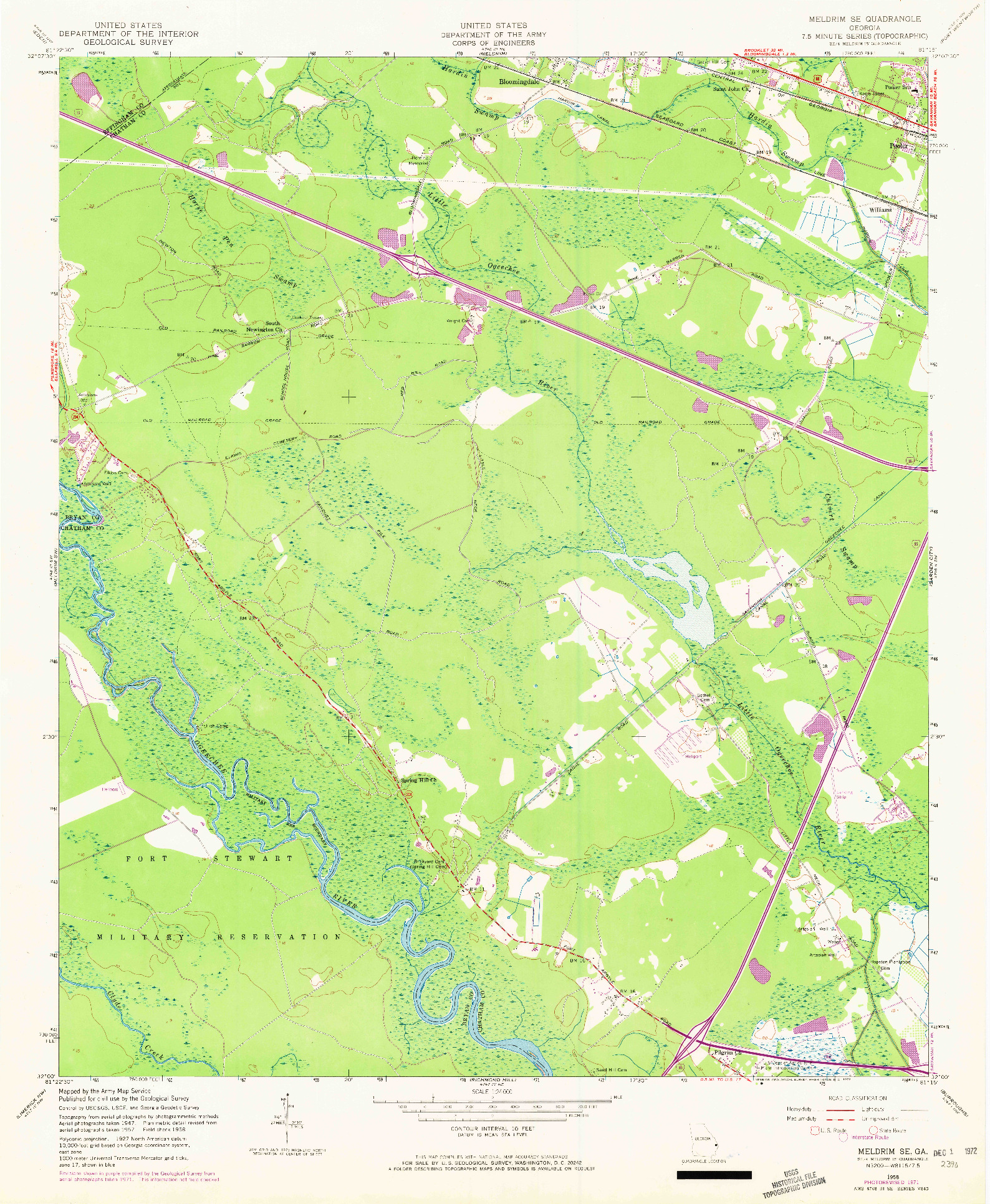 USGS 1:24000-SCALE QUADRANGLE FOR MELDRIM SE, GA 1958