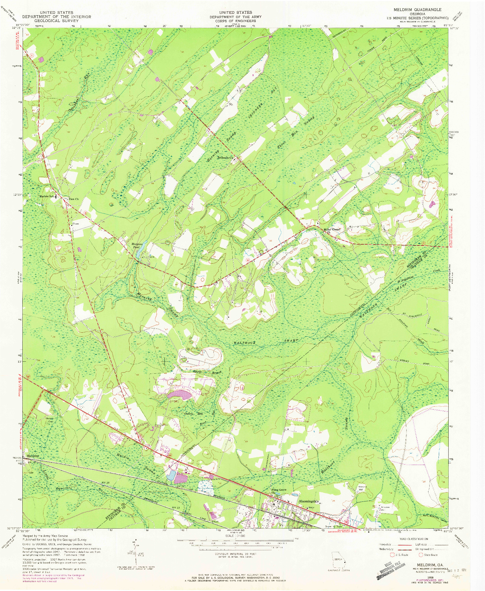 USGS 1:24000-SCALE QUADRANGLE FOR MELDRIM, GA 1958