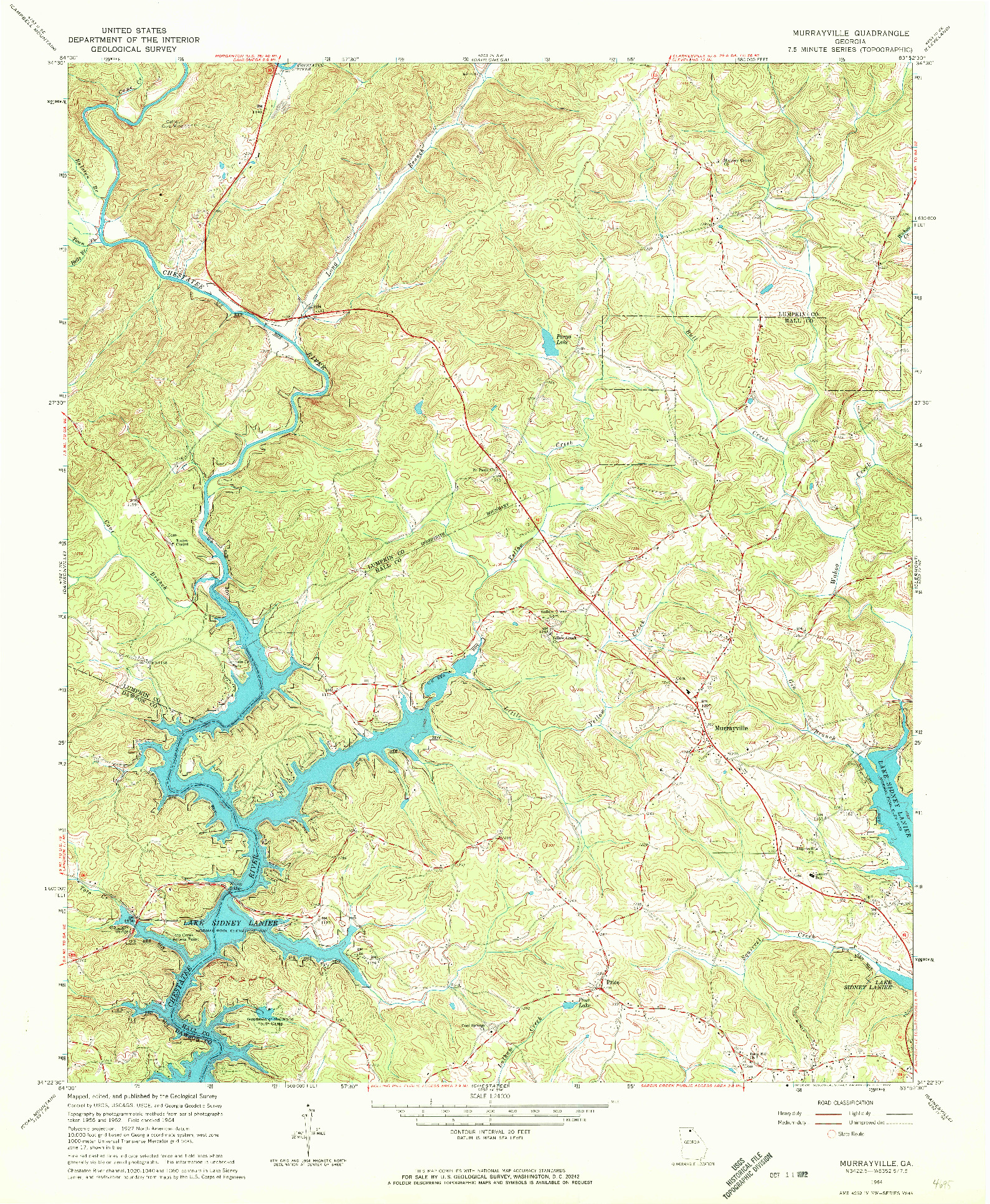 USGS 1:24000-SCALE QUADRANGLE FOR MURRAYVILLE, GA 1964