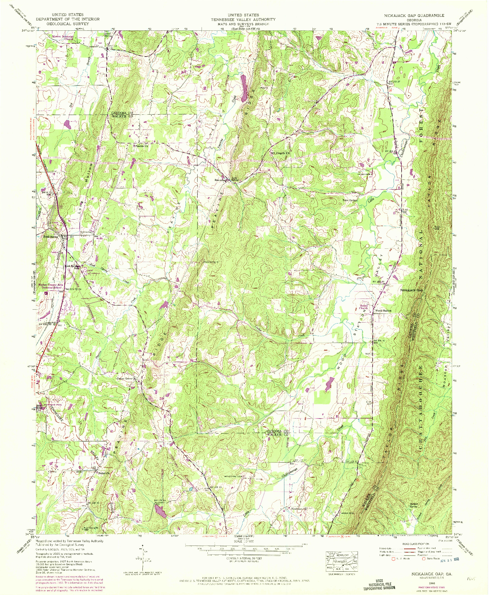 USGS 1:24000-SCALE QUADRANGLE FOR NICKAJACK GAP, GA 1946