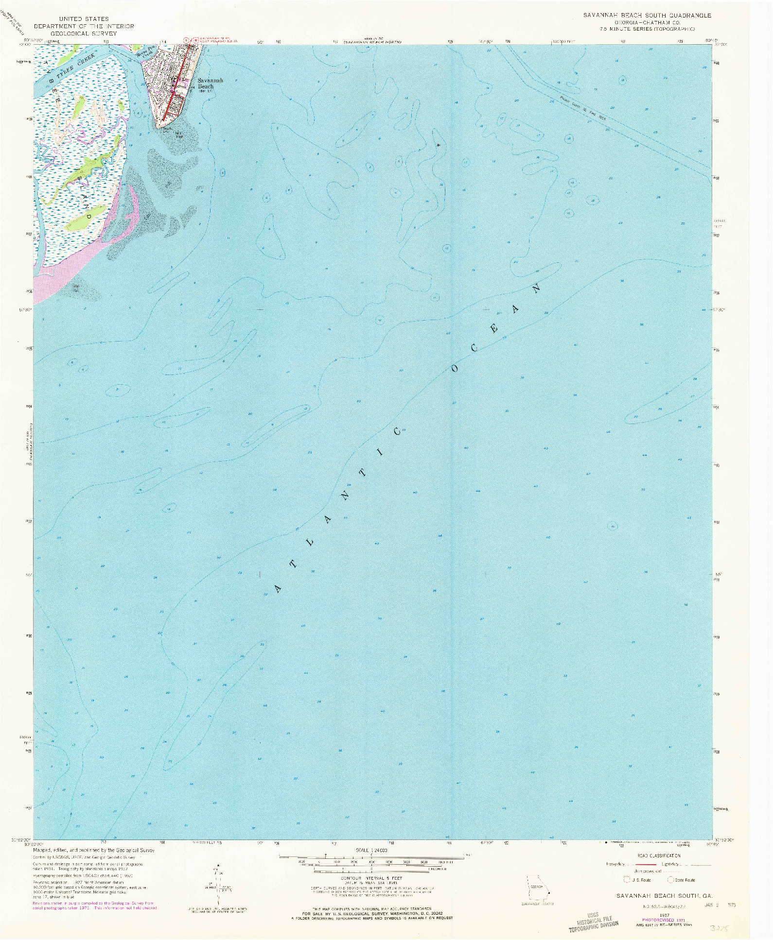 USGS 1:24000-SCALE QUADRANGLE FOR SAVANNAH BEACH SOUTH, GA 1957