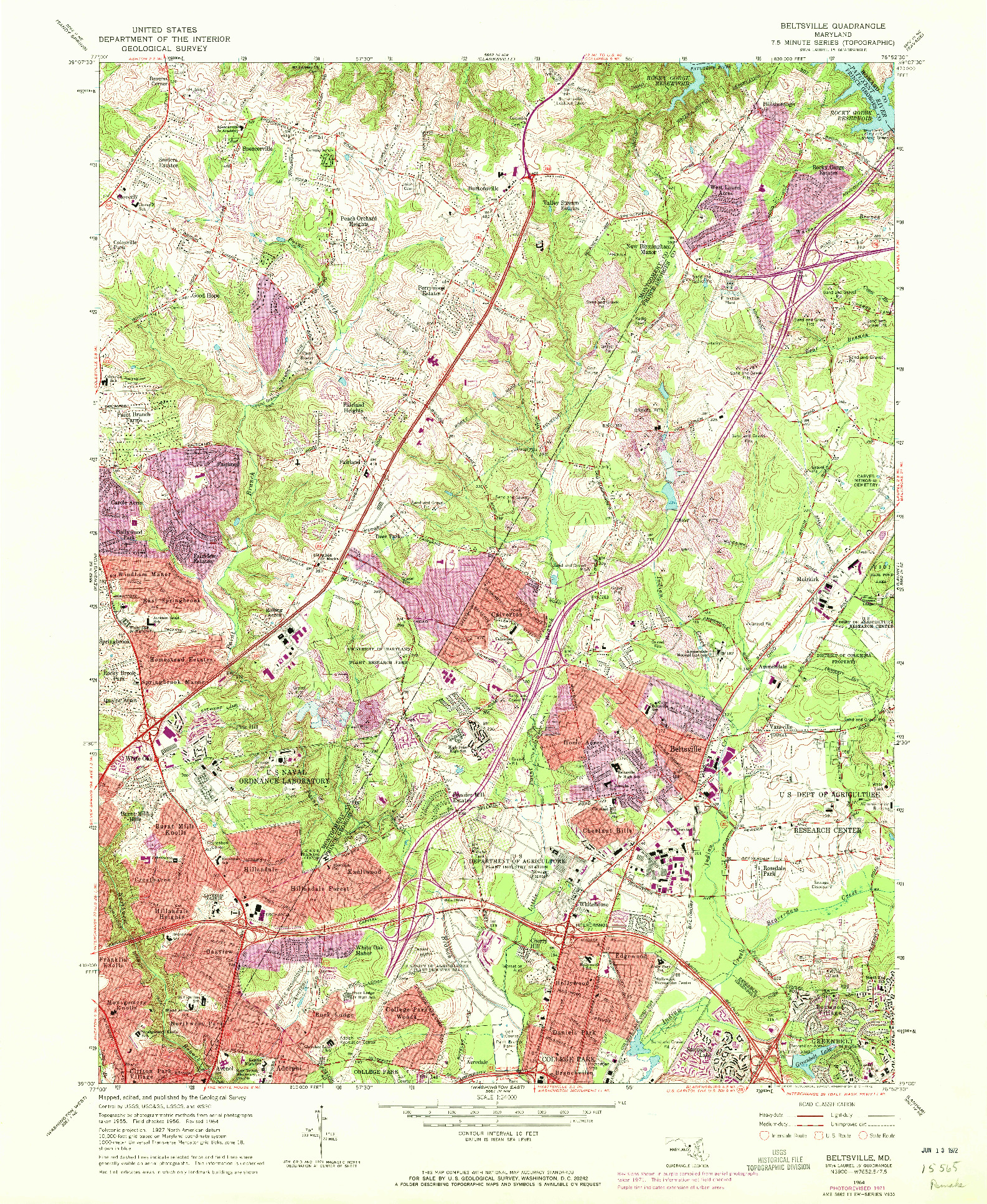 USGS 1:24000-SCALE QUADRANGLE FOR BELTSVILLE, MD 1964