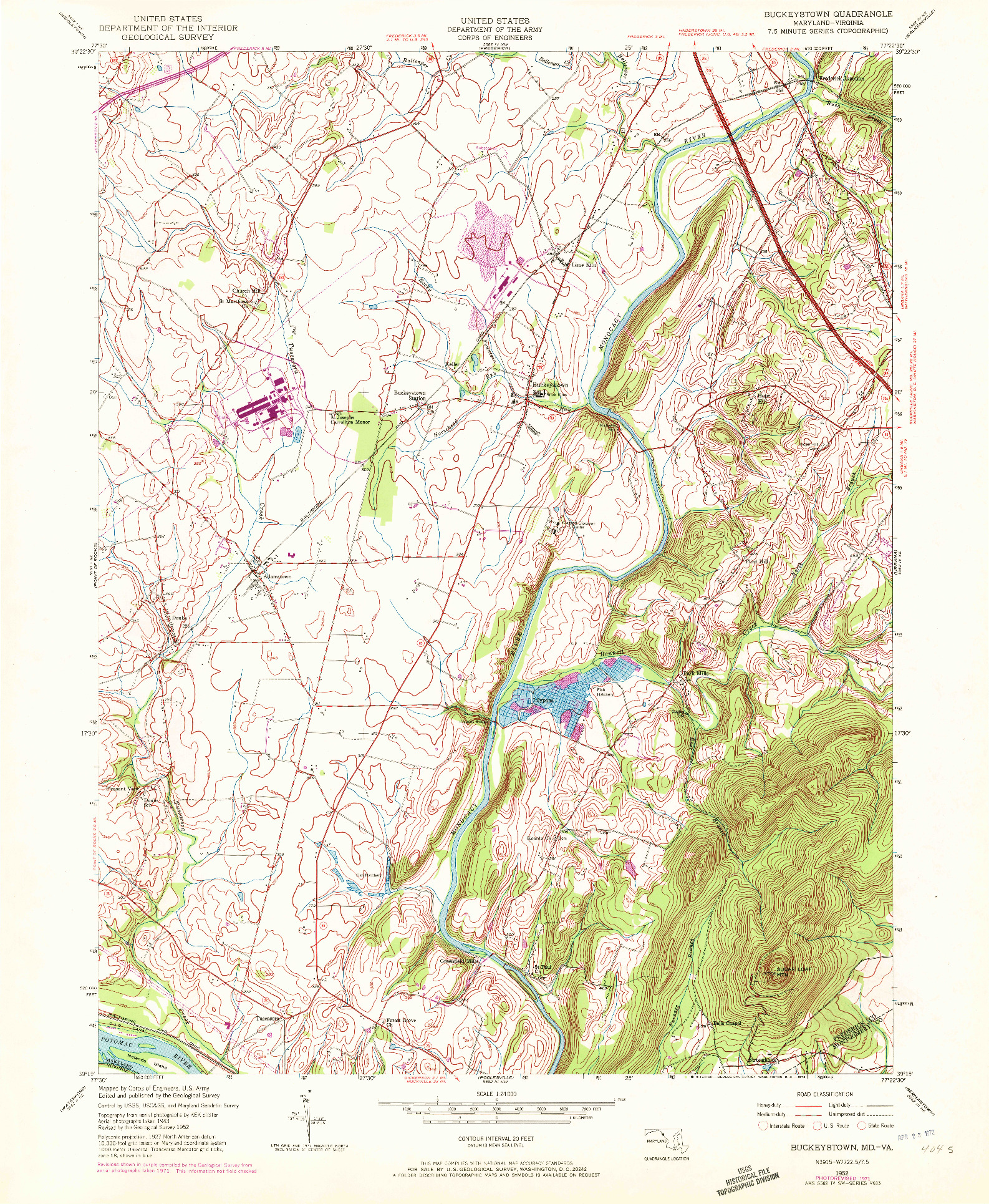USGS 1:24000-SCALE QUADRANGLE FOR BUCKEYSTOWN, MD 1952