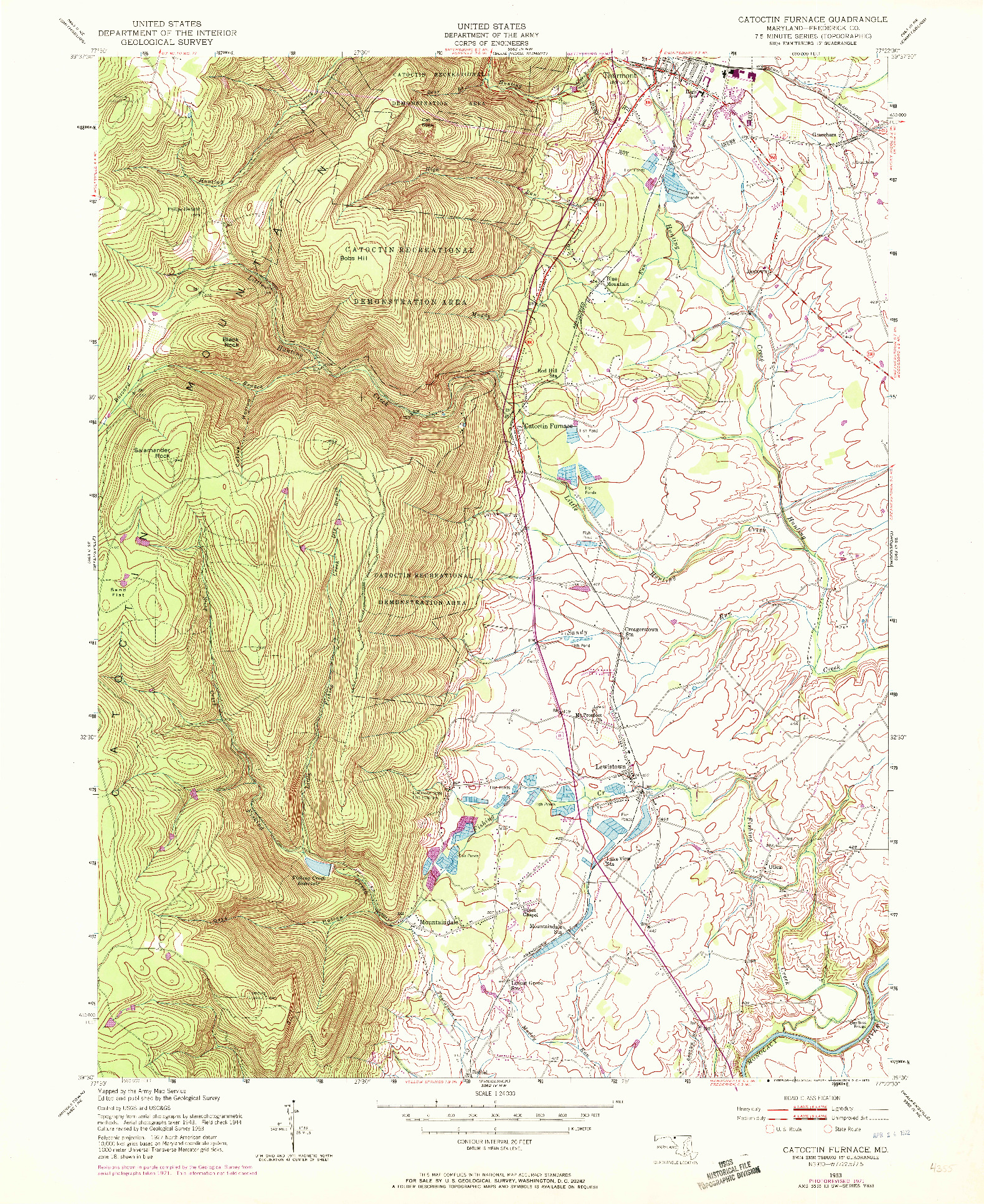 USGS 1:24000-SCALE QUADRANGLE FOR CATOCTIN FURNACE, MD 1953