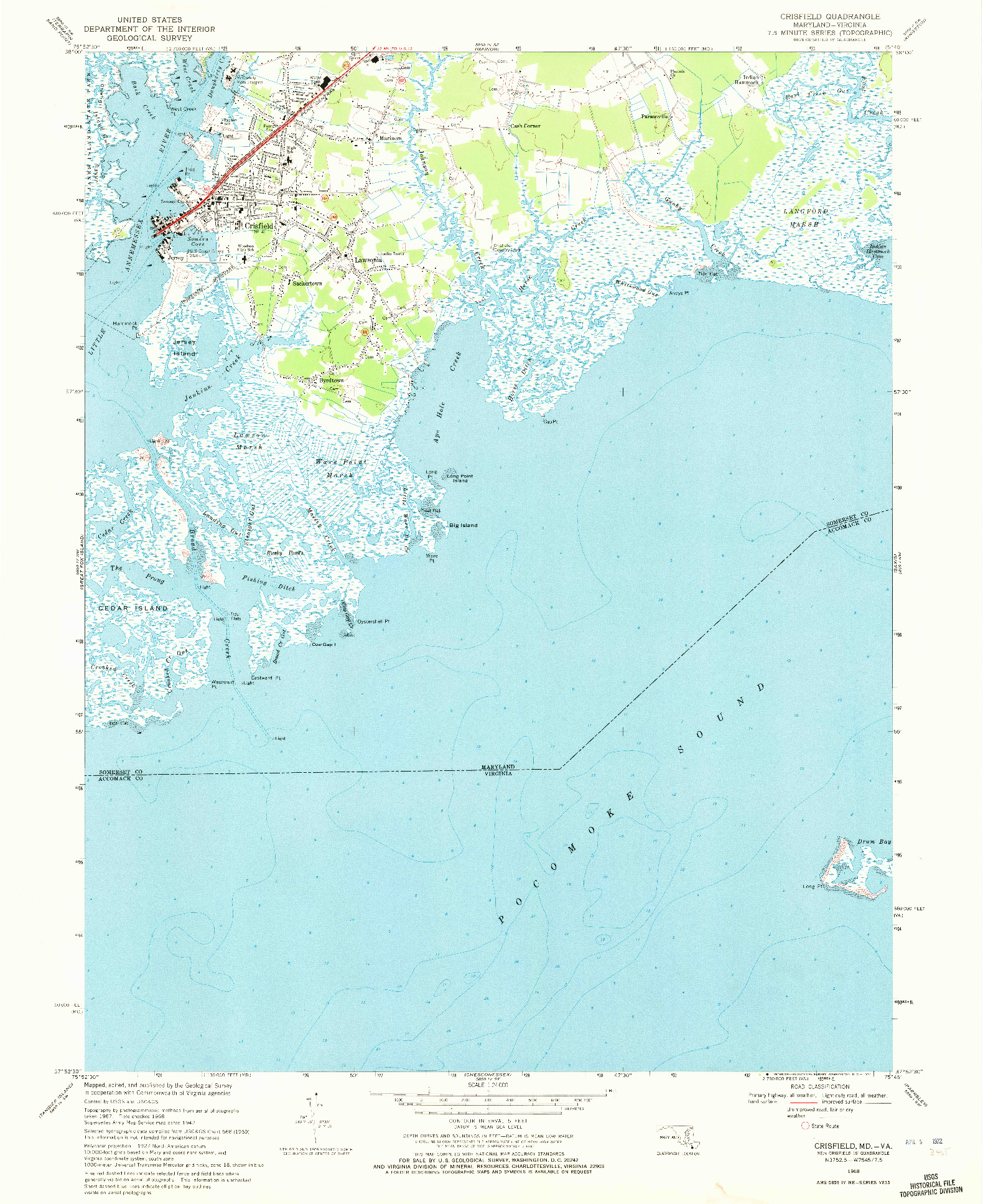 USGS 1:24000-SCALE QUADRANGLE FOR CRISFIELD, MD 1968