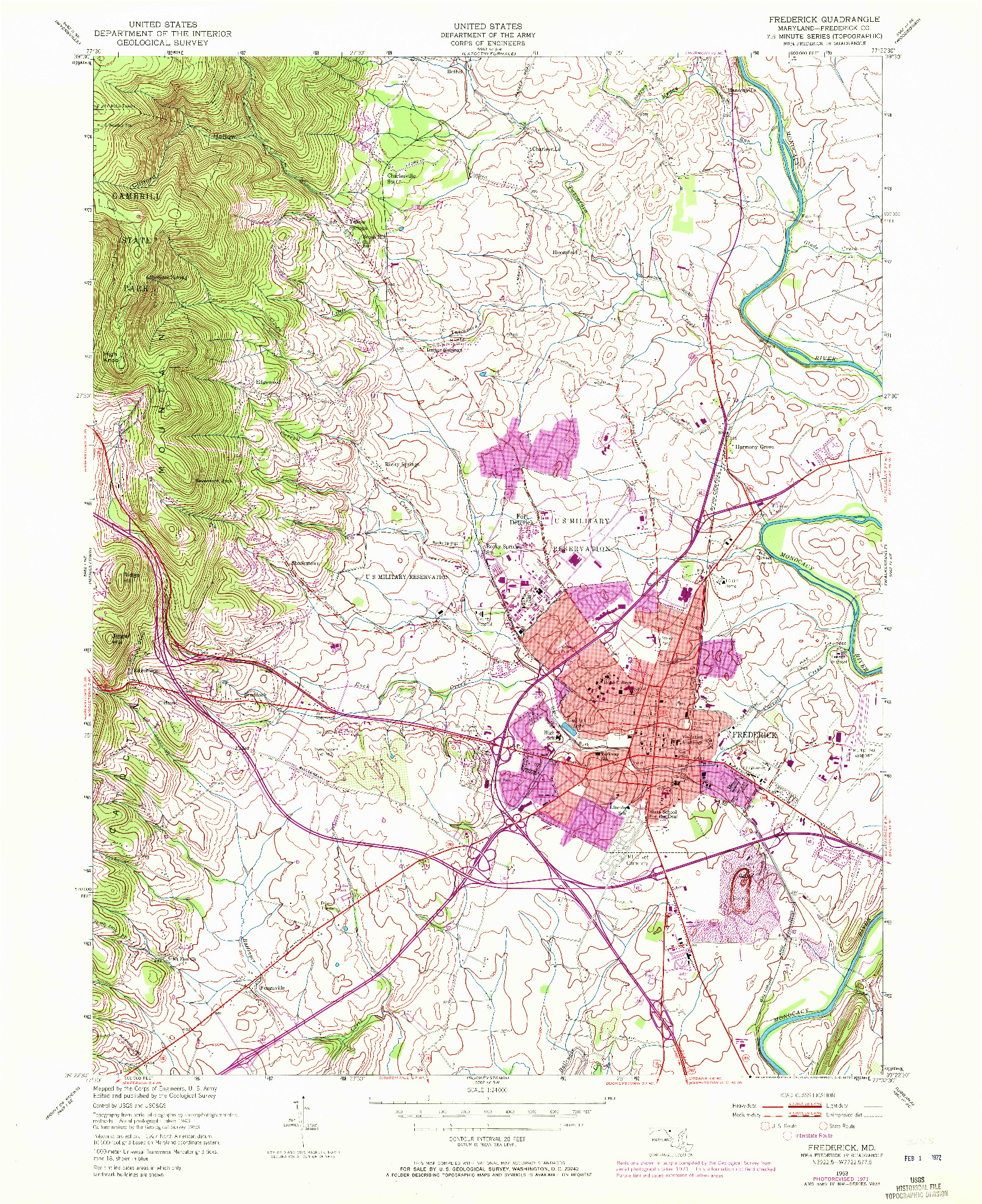 USGS 1:24000-SCALE QUADRANGLE FOR FREDERICK, MD 1953