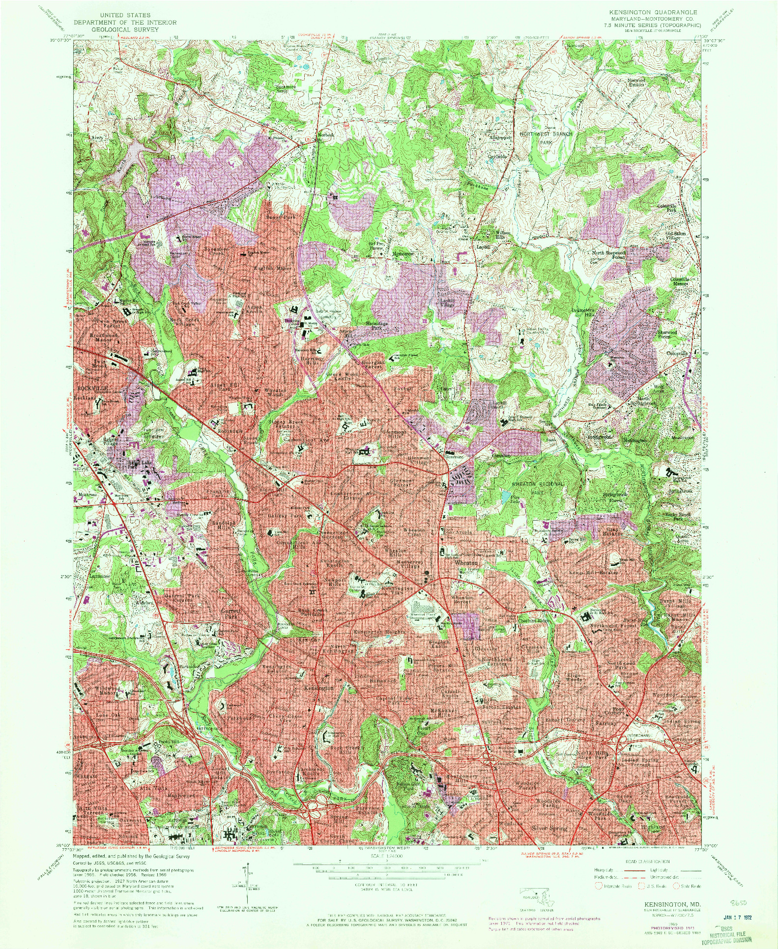 USGS 1:24000-SCALE QUADRANGLE FOR KENSINGTON, MD 1965