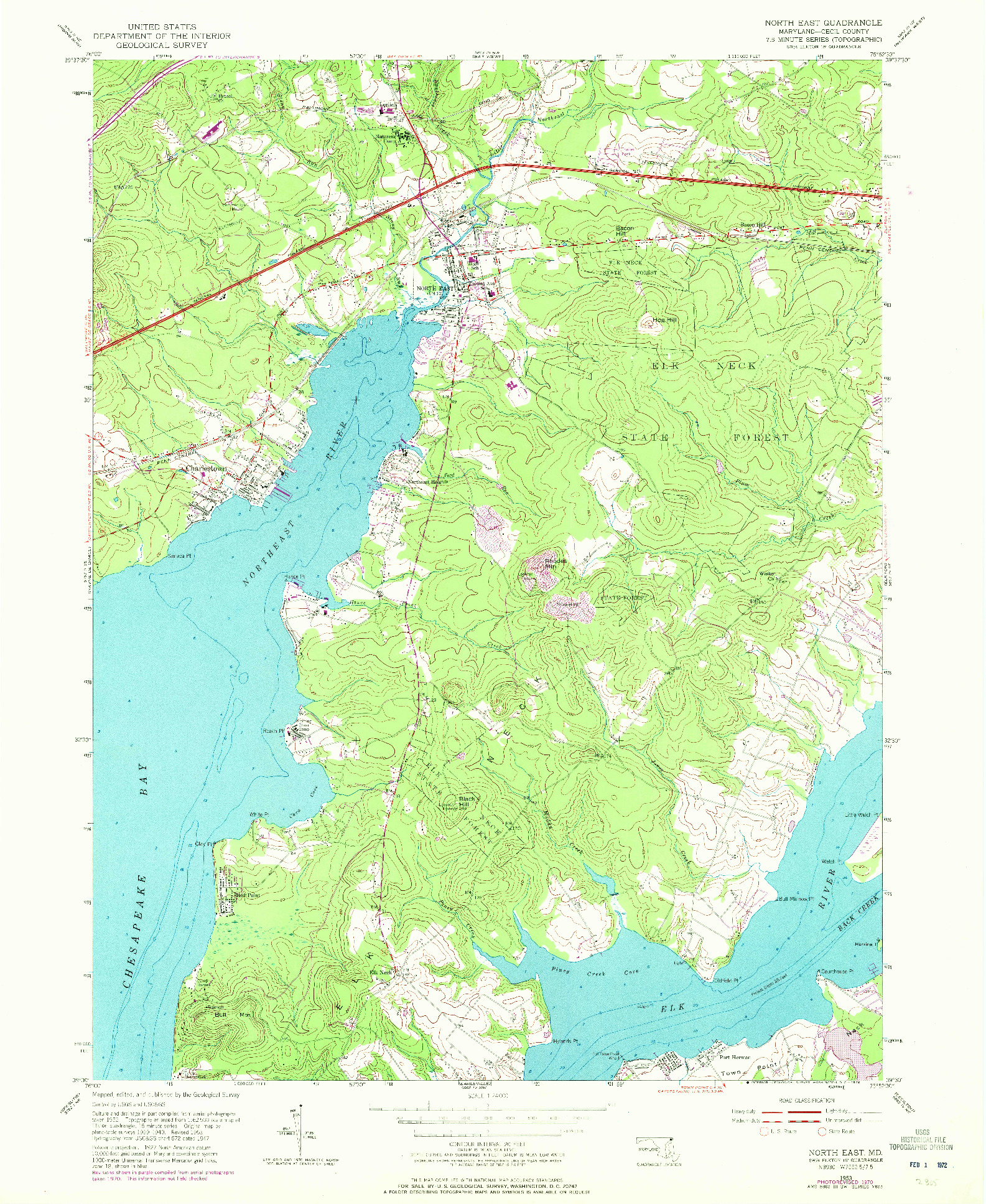 USGS 1:24000-SCALE QUADRANGLE FOR NORTH EAST, MD 1953