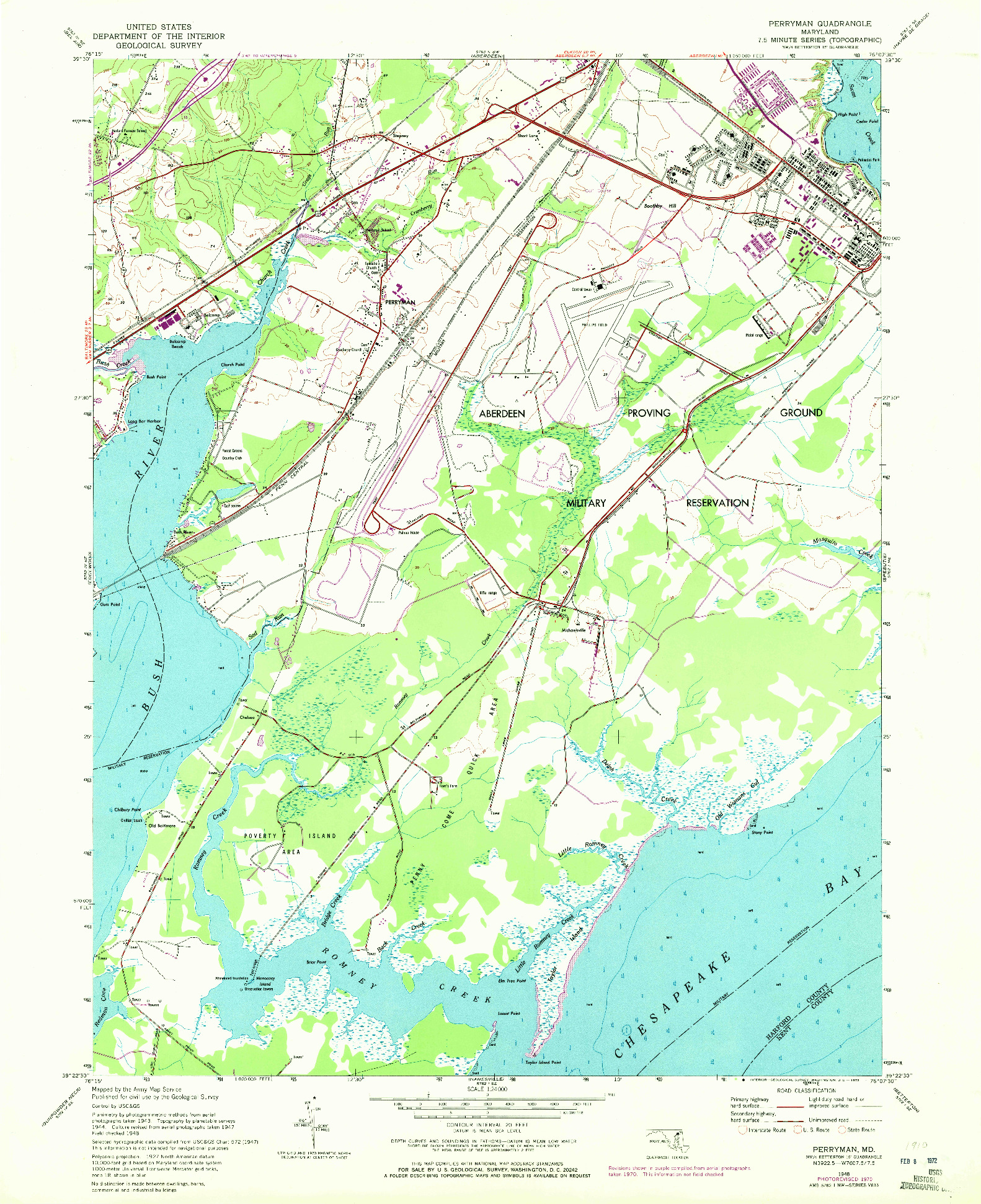 USGS 1:24000-SCALE QUADRANGLE FOR PERRYMAN, MD 1948