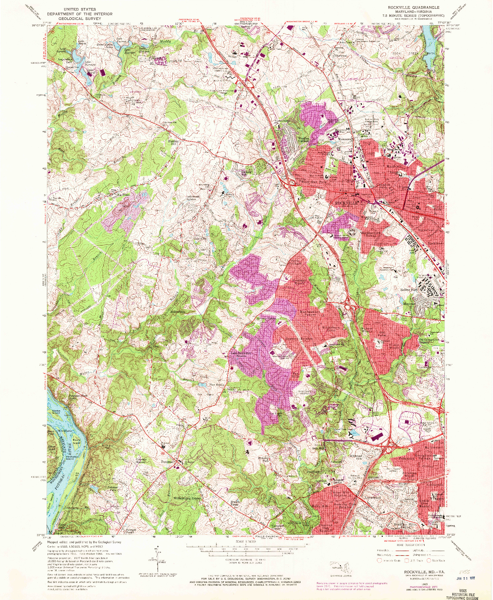 USGS 1:24000-SCALE QUADRANGLE FOR ROCKVILLE, MD 1965