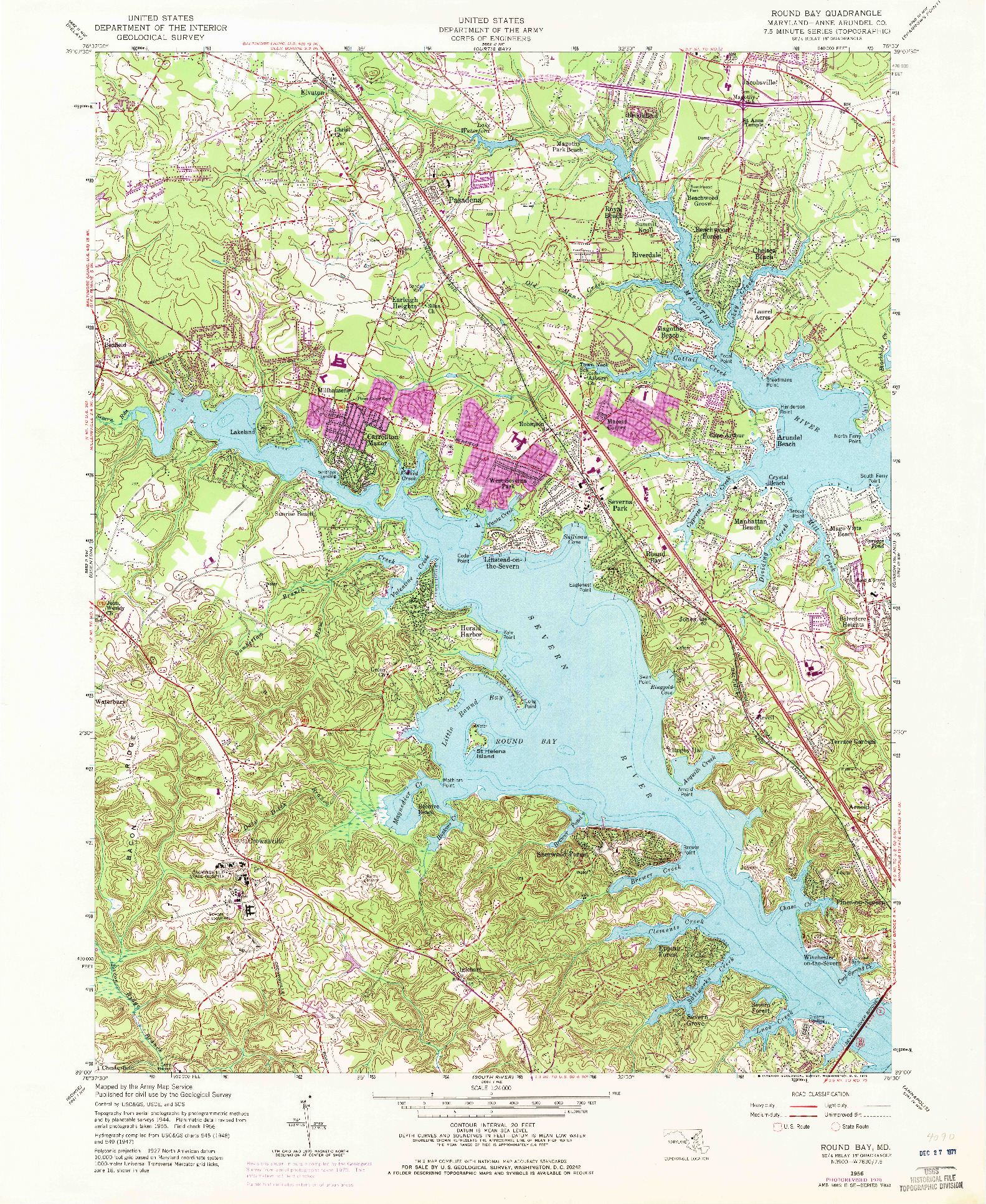 USGS 1:24000-SCALE QUADRANGLE FOR ROUND BAY, MD 1956