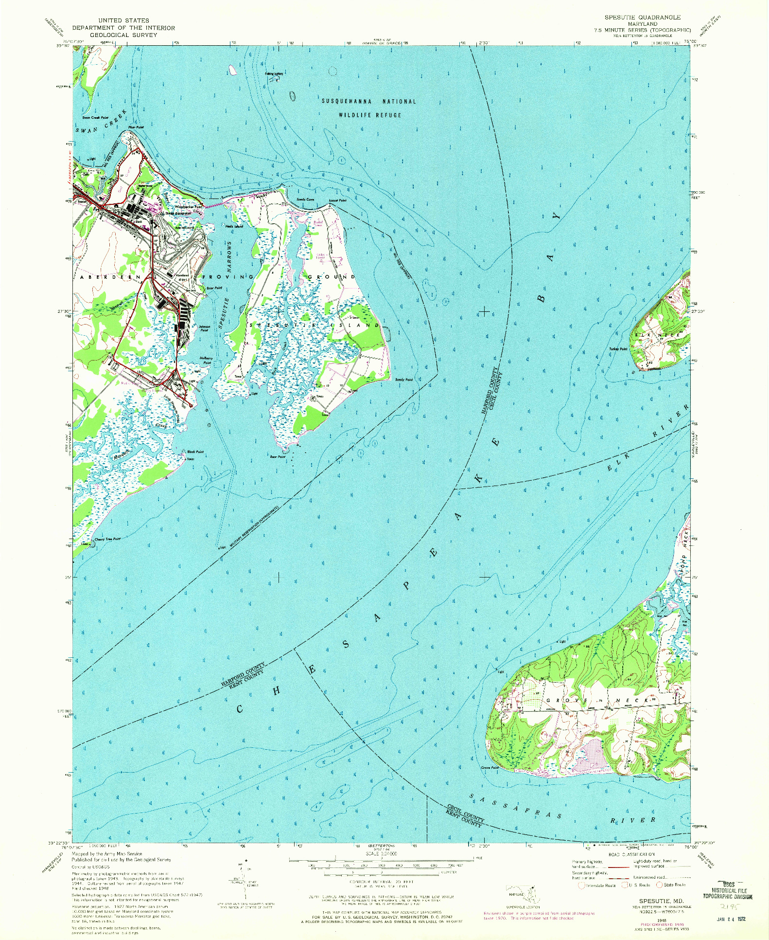 USGS 1:24000-SCALE QUADRANGLE FOR SPESUTIE, MD 1948