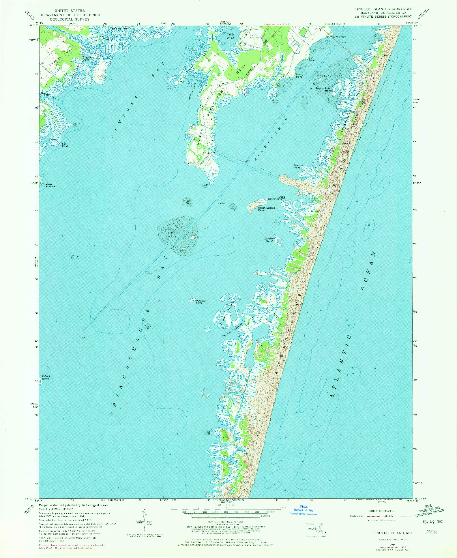 USGS 1:24000-SCALE QUADRANGLE FOR TINGLES ISLAND, MD 1964