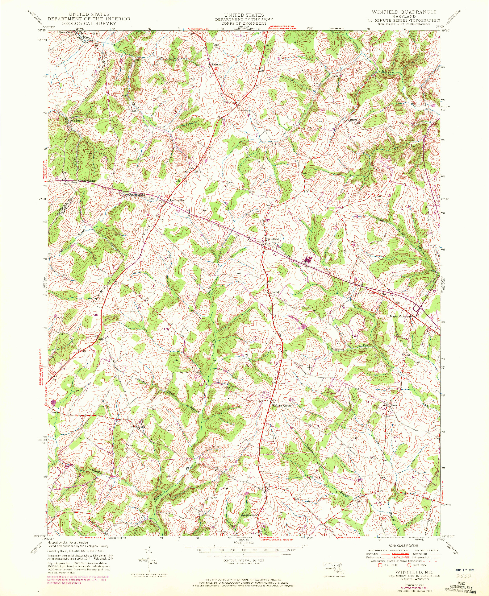 USGS 1:24000-SCALE QUADRANGLE FOR WINFIELD, MD 1950