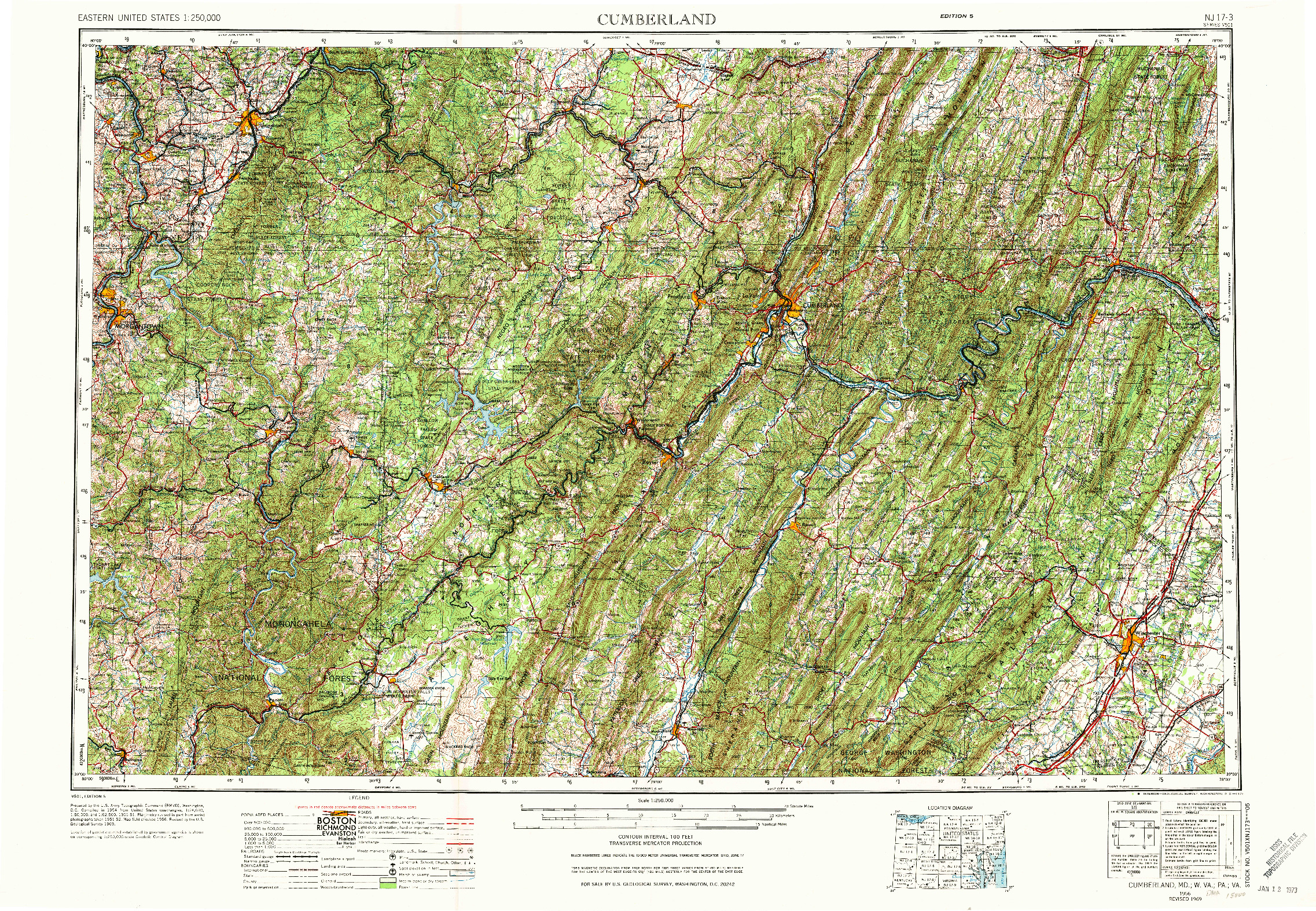 USGS 1:250000-SCALE QUADRANGLE FOR CUMBERLAND, MD 1956