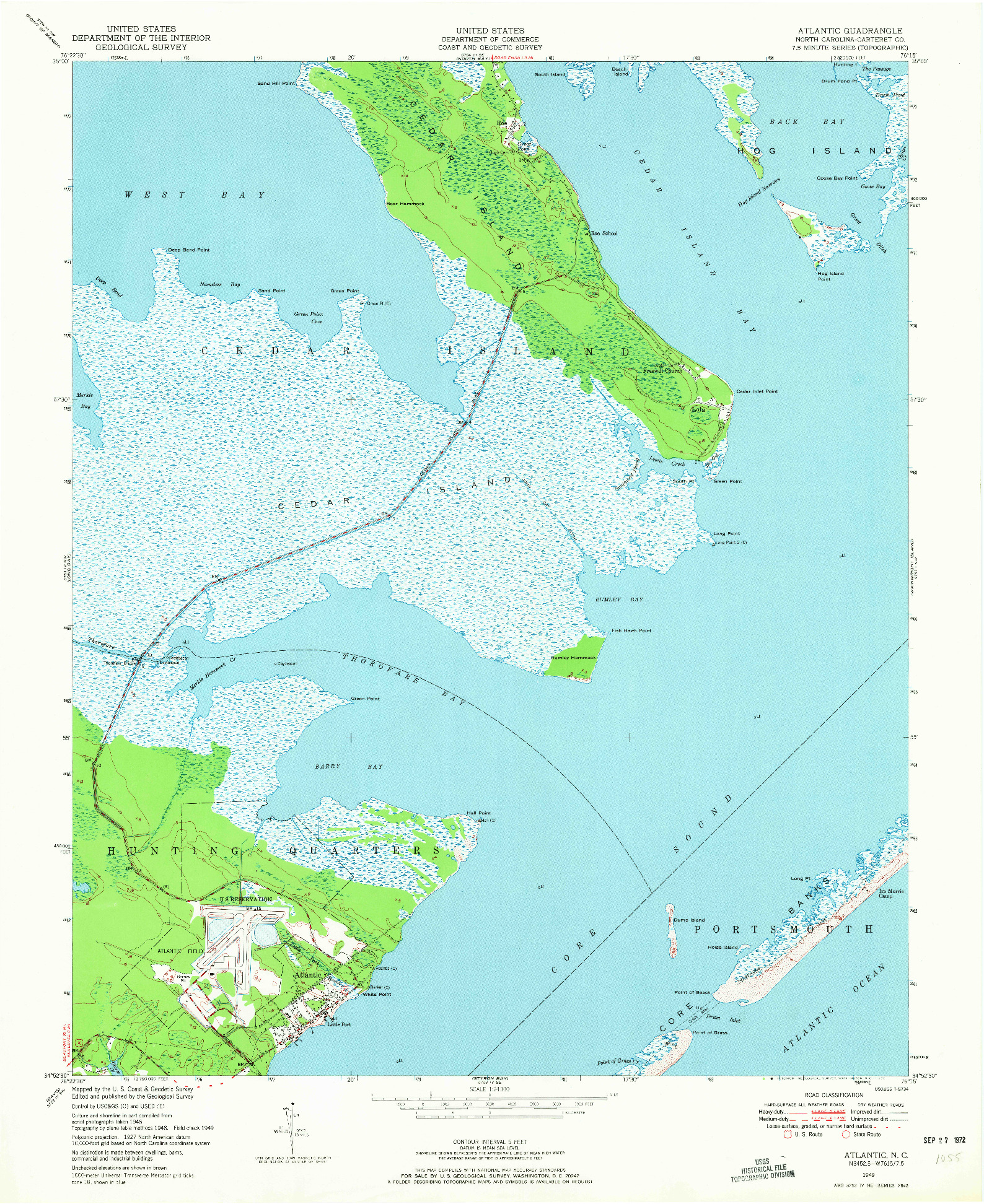 USGS 1:24000-SCALE QUADRANGLE FOR ATLANTIC, NC 1949