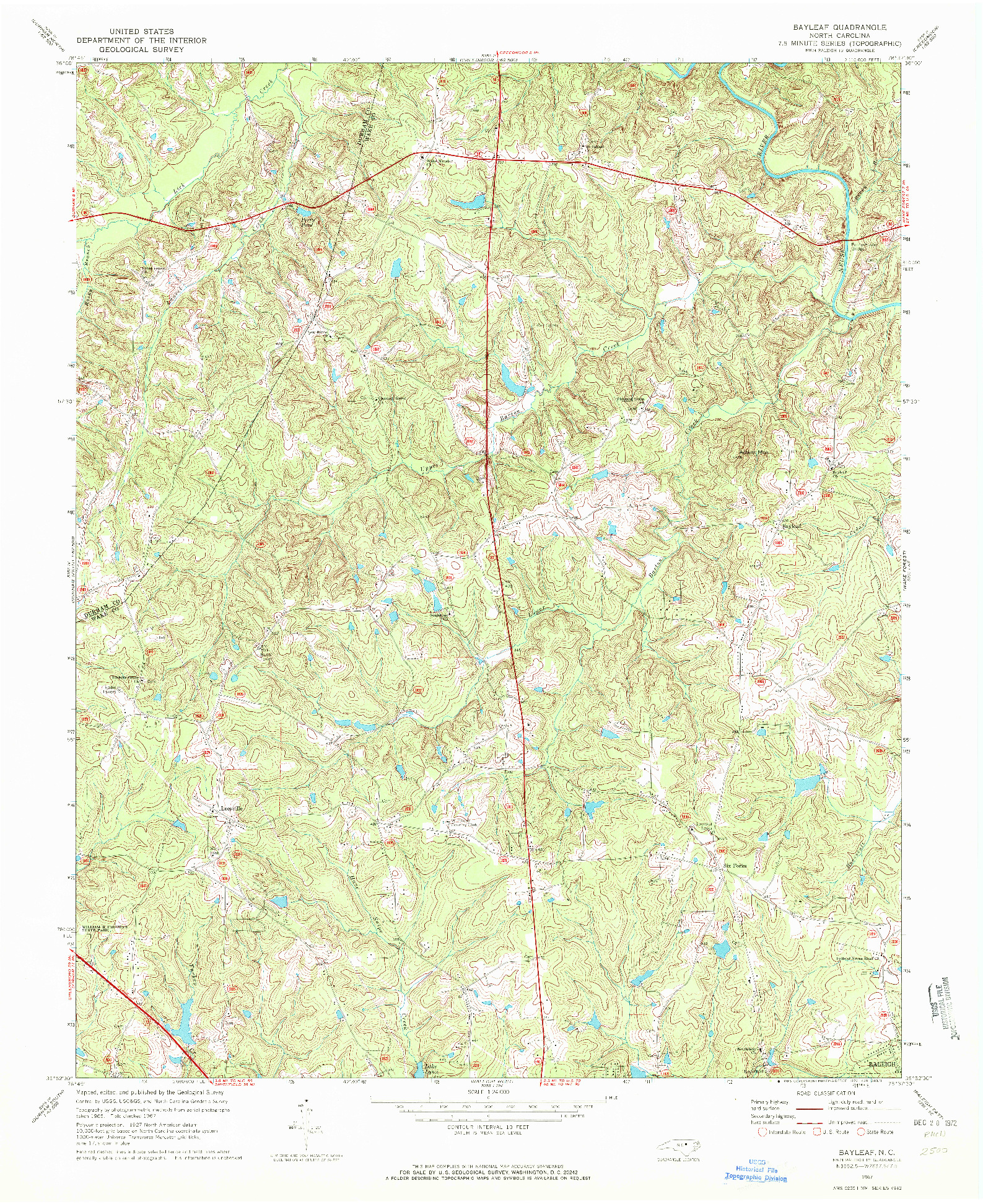 USGS 1:24000-SCALE QUADRANGLE FOR BAYLEAF, NC 1967