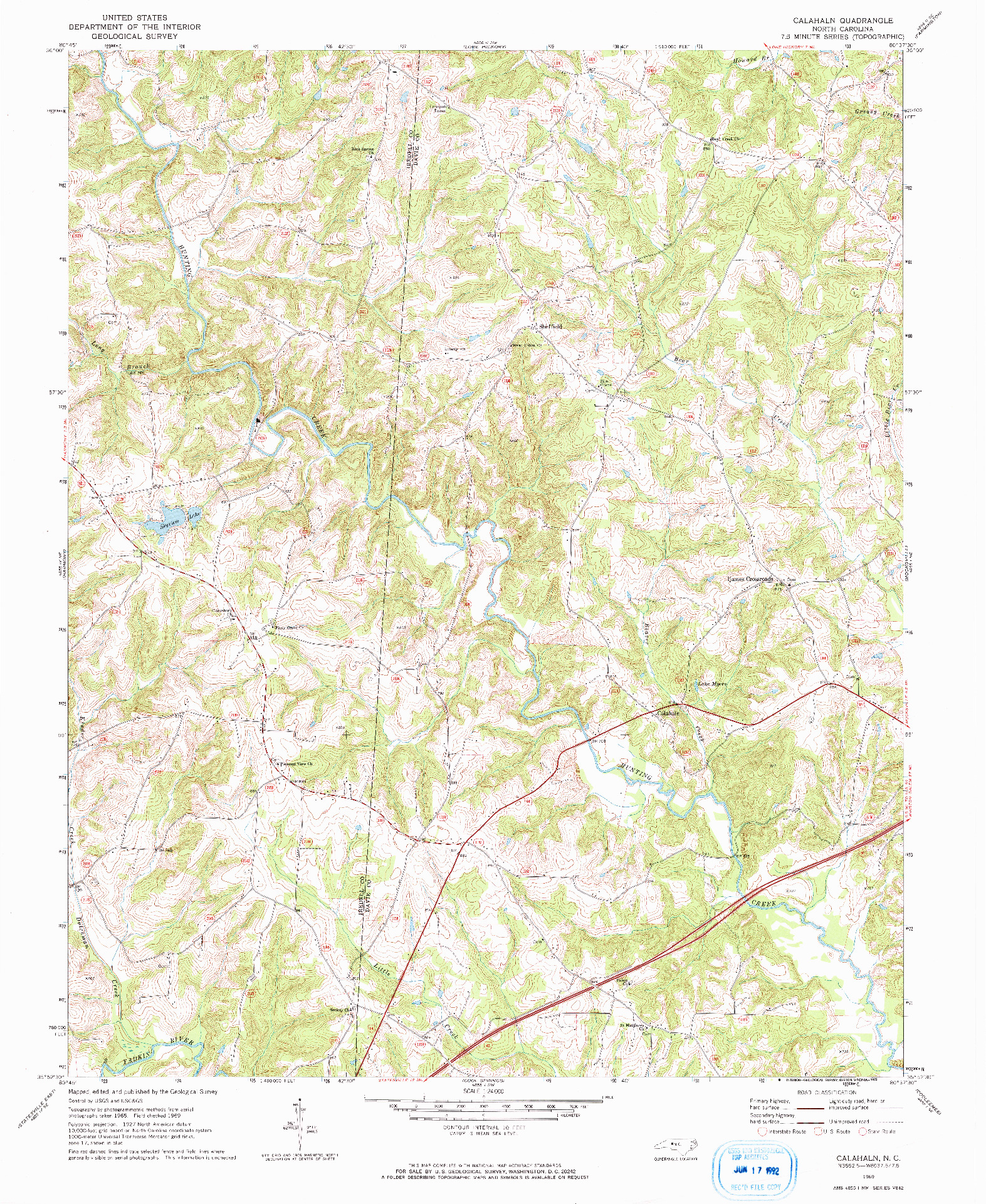 USGS 1:24000-SCALE QUADRANGLE FOR CALAHALN, NC 1969