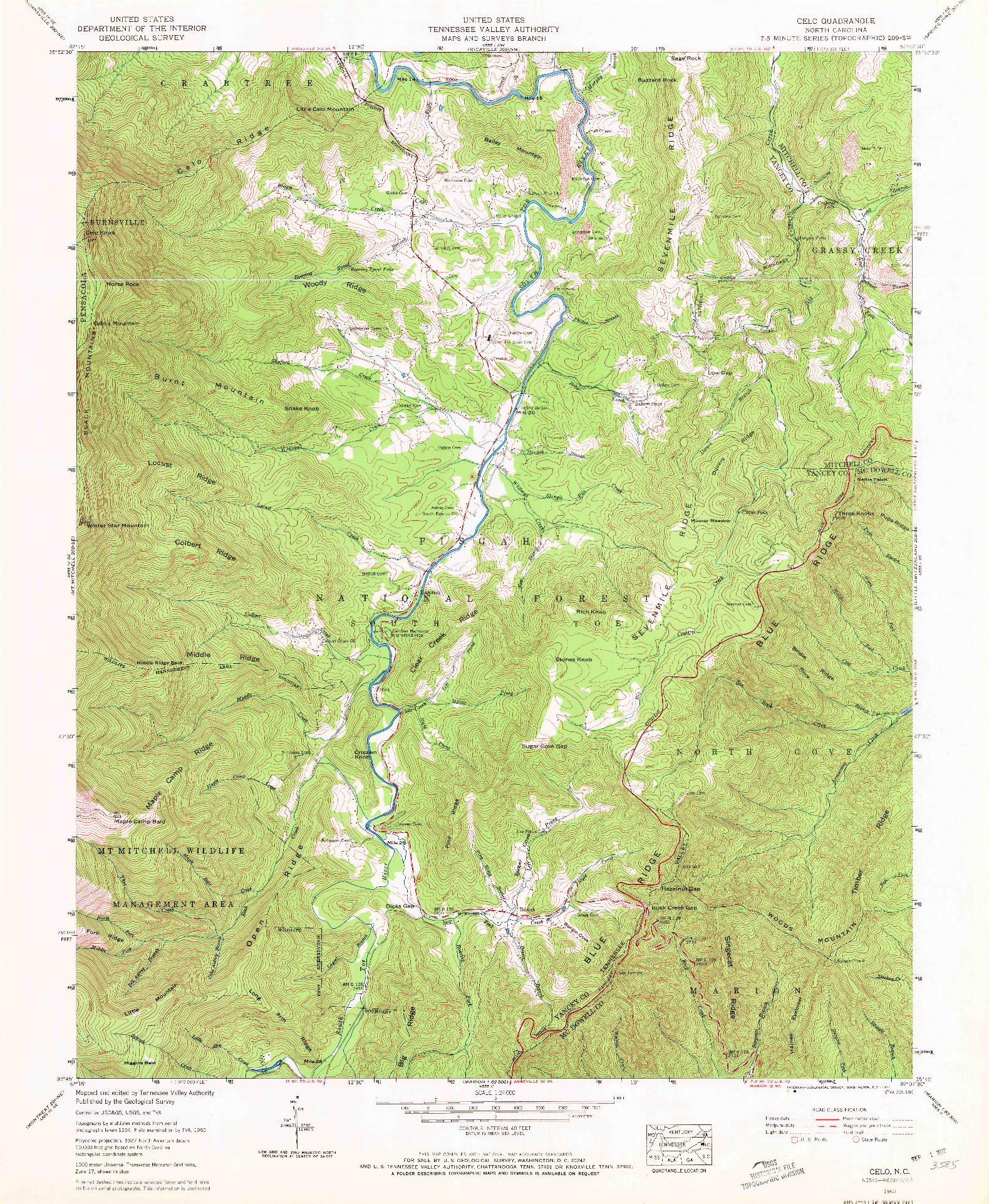 USGS 1:24000-SCALE QUADRANGLE FOR CELO, NC 1960