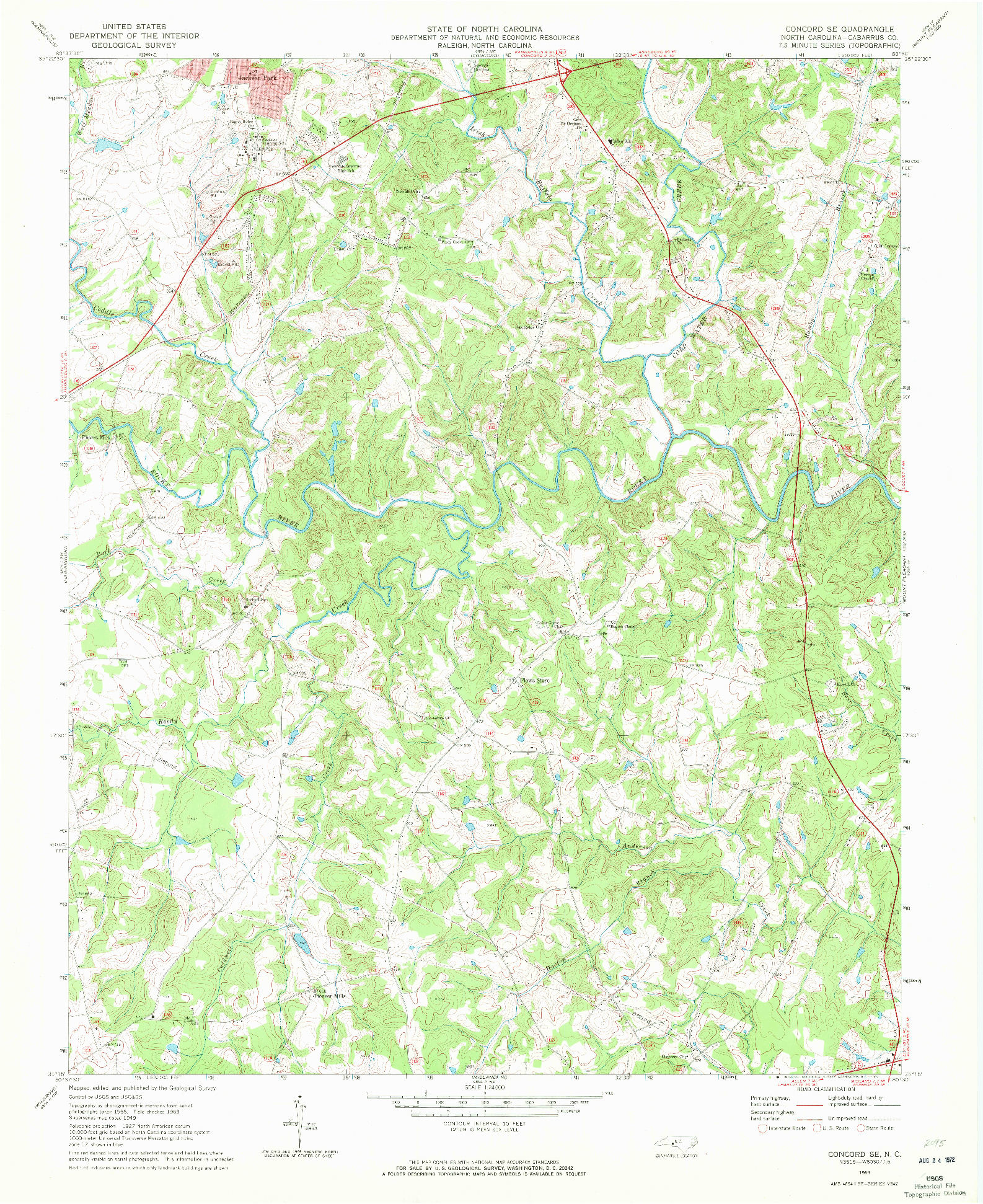 USGS 1:24000-SCALE QUADRANGLE FOR CONCORD SE, NC 1969