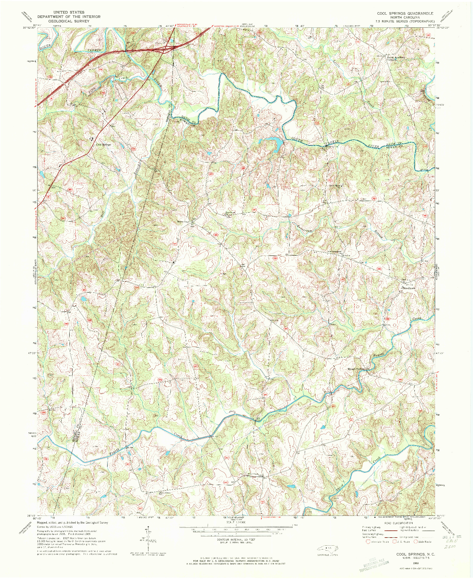 USGS 1:24000-SCALE QUADRANGLE FOR COOL SPRINGS, NC 1969
