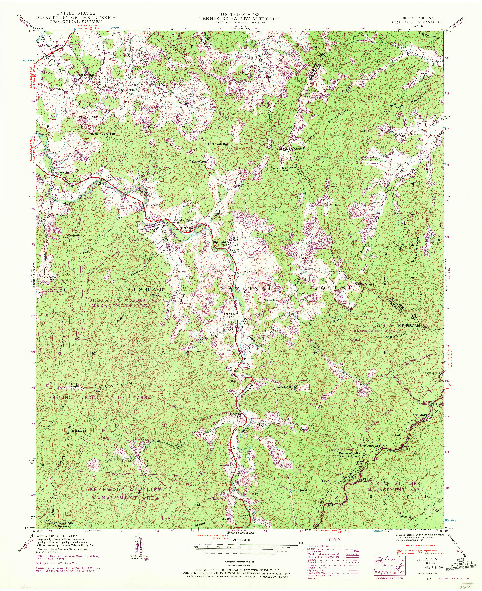 USGS 1:24000-SCALE QUADRANGLE FOR CRUSO, NC 1941