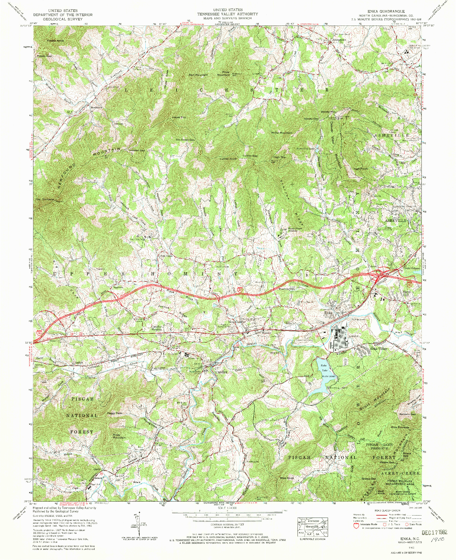 USGS 1:24000-SCALE QUADRANGLE FOR ENKA, NC 1961