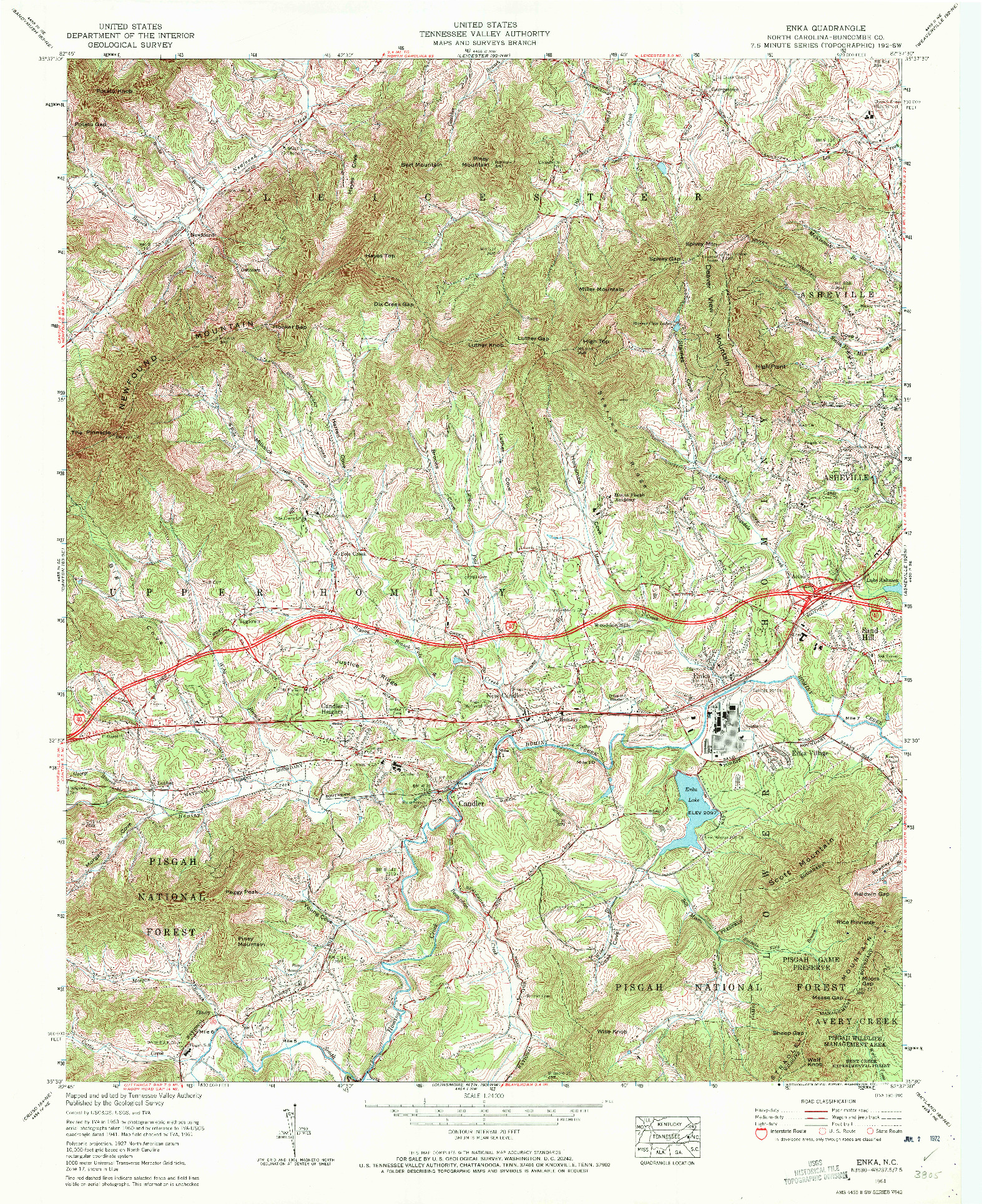 USGS 1:24000-SCALE QUADRANGLE FOR ENKA, NC 1961