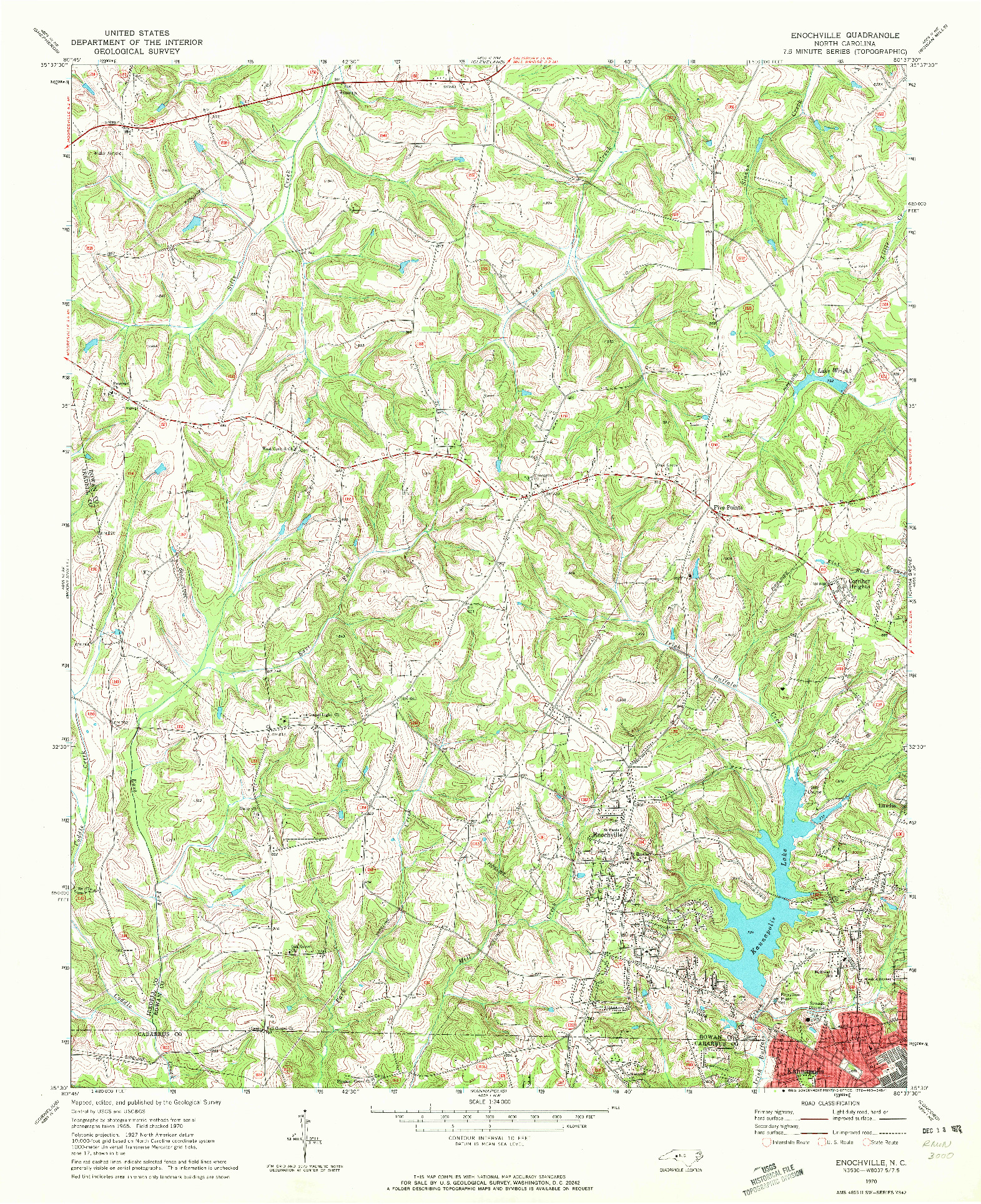 USGS 1:24000-SCALE QUADRANGLE FOR ENOCHVILLE, NC 1970