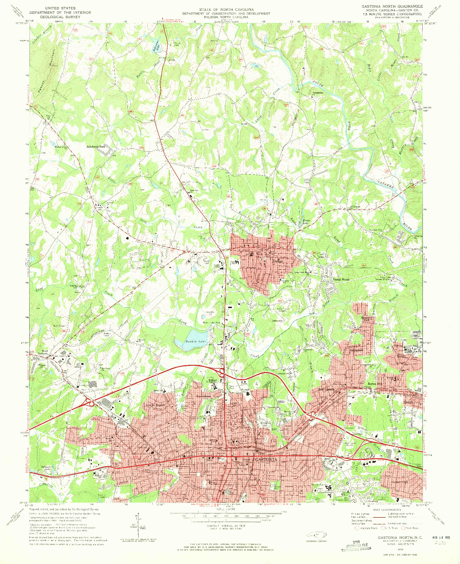 USGS 1:24000-SCALE QUADRANGLE FOR GASTONIA NORTH, NC 1970