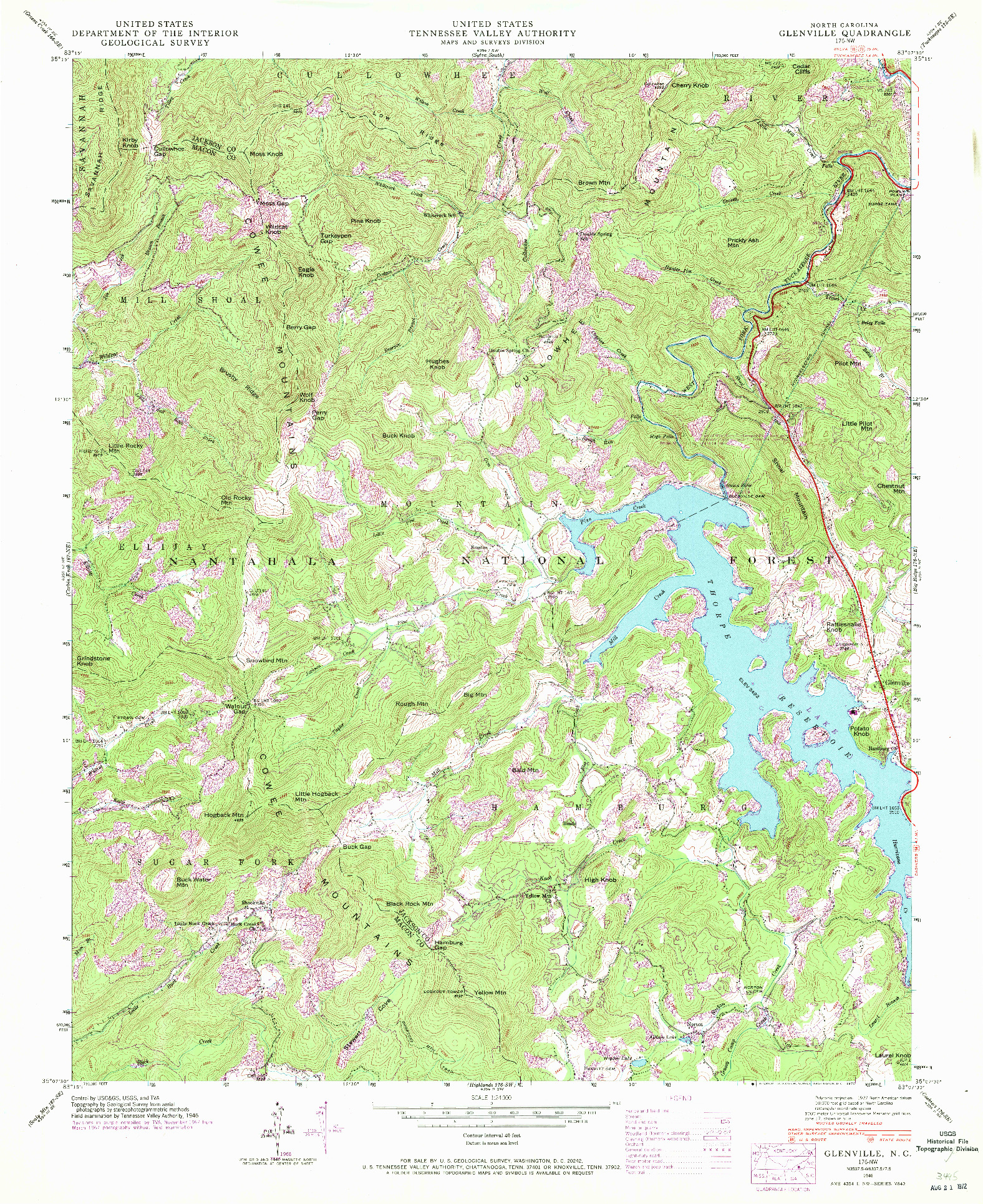 USGS 1:24000-SCALE QUADRANGLE FOR GLENVILLE, NC 1946