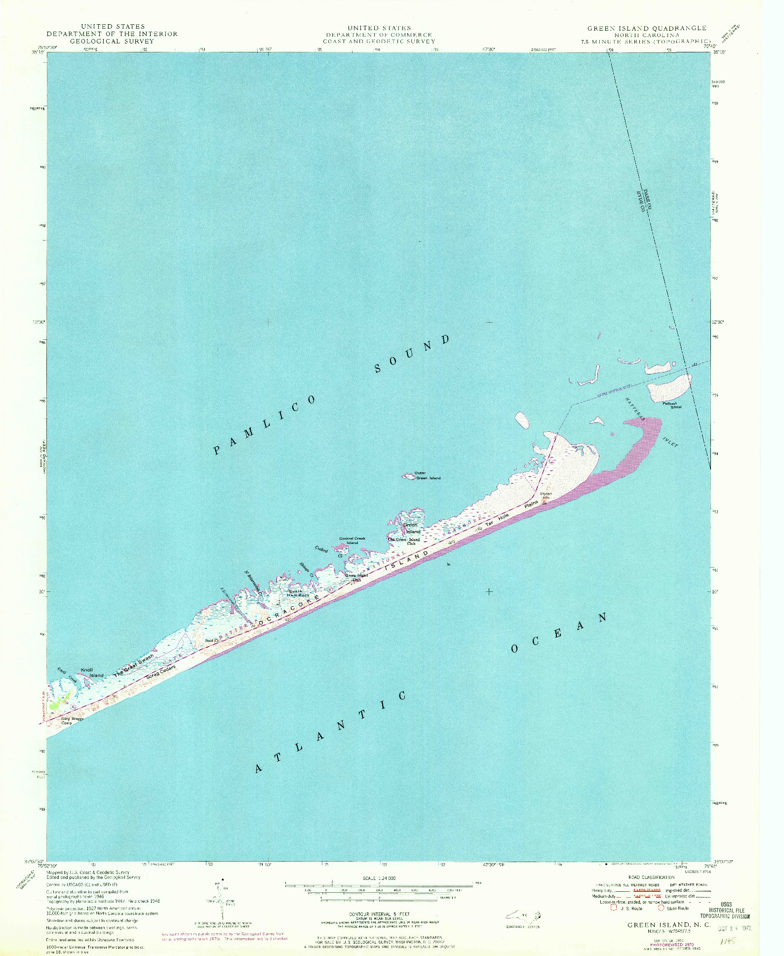 USGS 1:24000-SCALE QUADRANGLE FOR GREEN ISLAND, NC 1950