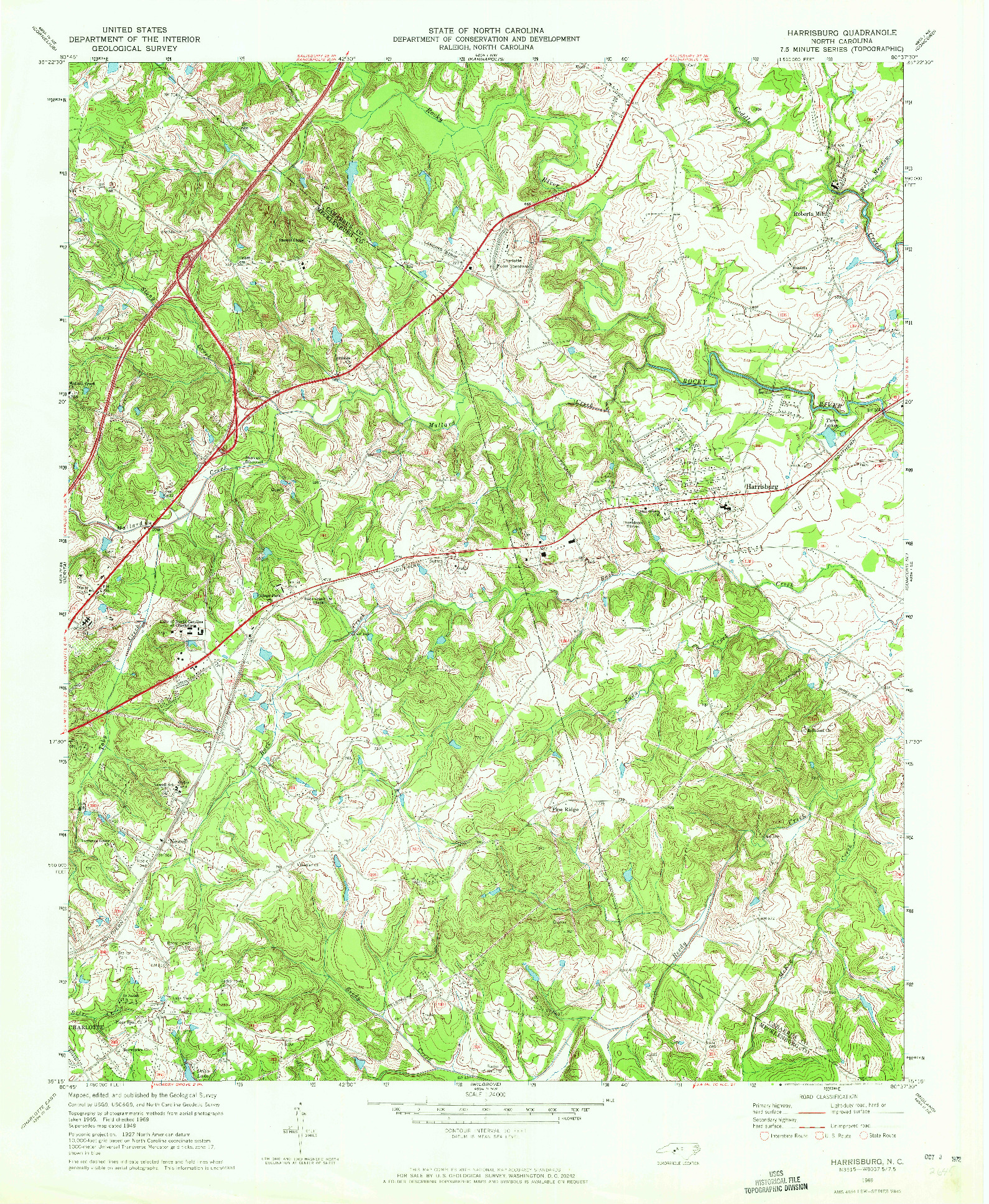 USGS 1:24000-SCALE QUADRANGLE FOR HARRISBURG, NC 1969