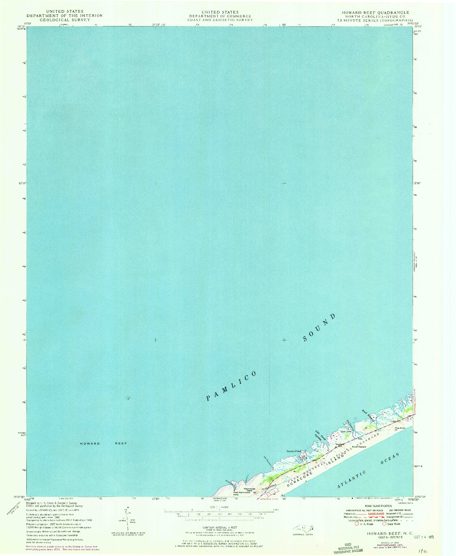 USGS 1:24000-SCALE QUADRANGLE FOR HOWARD REEF, NC 1950