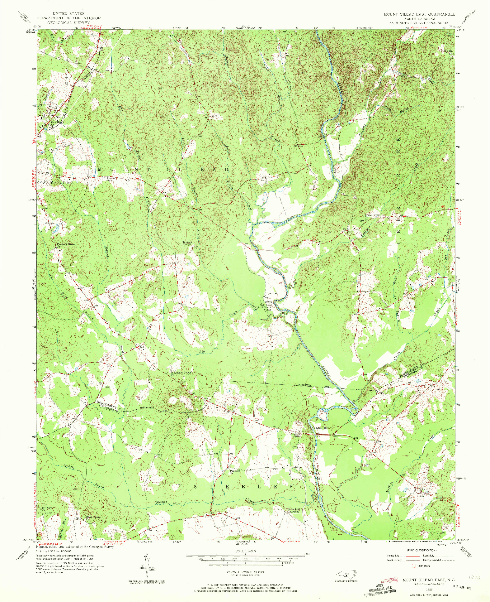 USGS 1:24000-SCALE QUADRANGLE FOR MOUNT GILEAD EAST, NC 1956