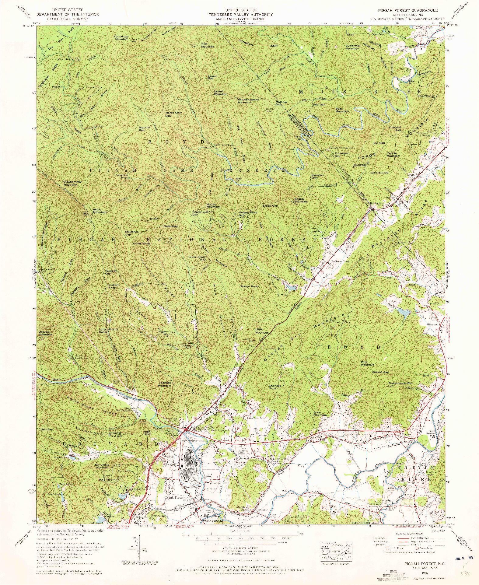 USGS 1:24000-SCALE QUADRANGLE FOR PISGAH FOREST, NC 1965