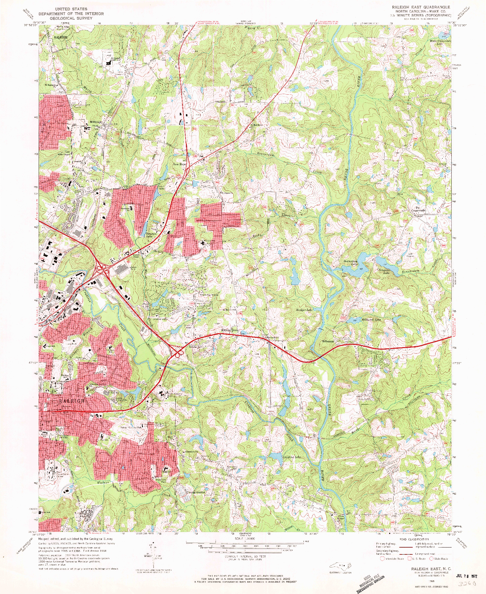 USGS 1:24000-SCALE QUADRANGLE FOR RALEIGH EAST, NC 1968