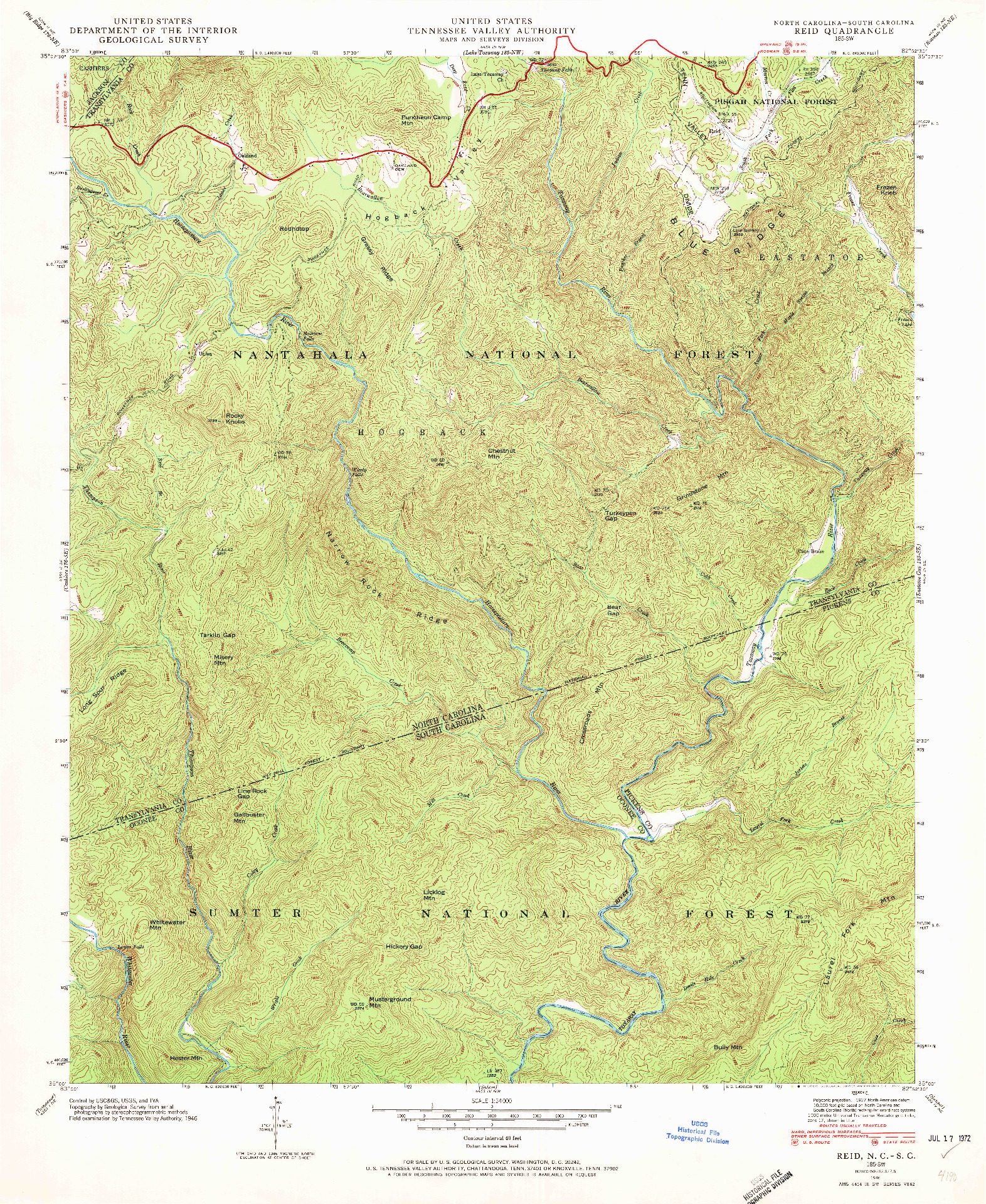 USGS 1:24000-SCALE QUADRANGLE FOR REID, NC 1946